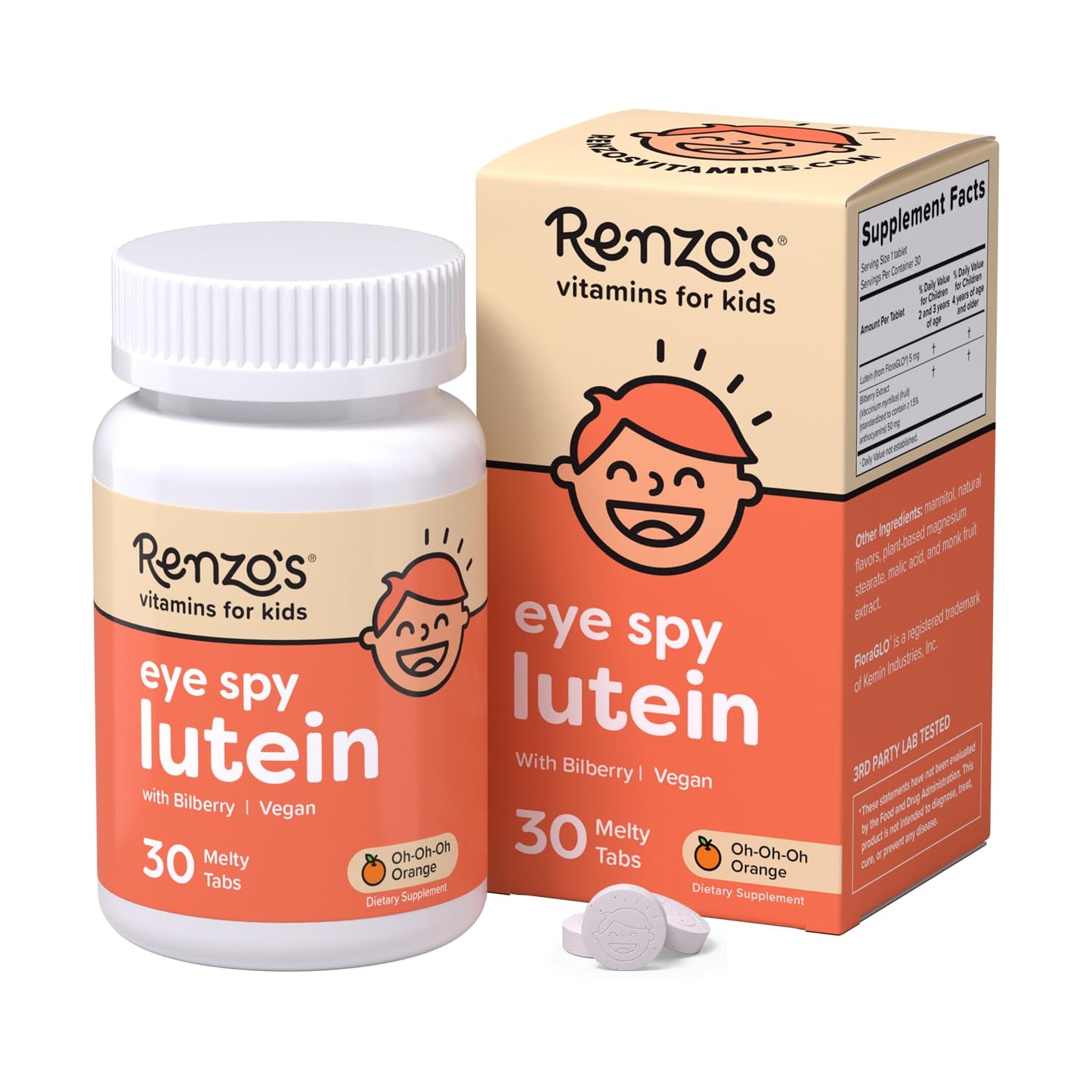 Renzo's Eye Spy Lutein with Bilberry Extract Tablet, 30 Tablets