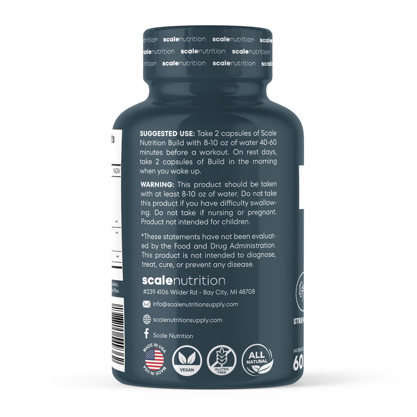 Scale Nutrition Build - Muscle Builder Supplement for Muscle Growth, Strength, Weight Gain, Endurance & Performance Enhancement for Men & Women - 60 Capsules