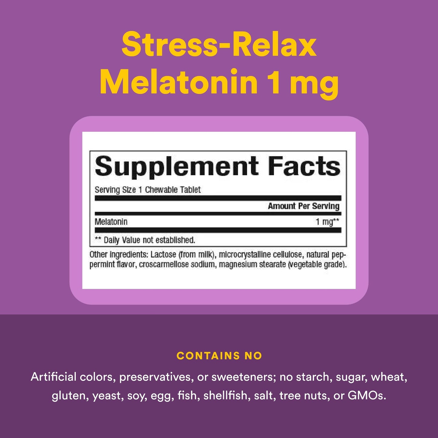 Natural Factors Stress-Relax Melatonin 1 mg Tablet, 180 Tablets