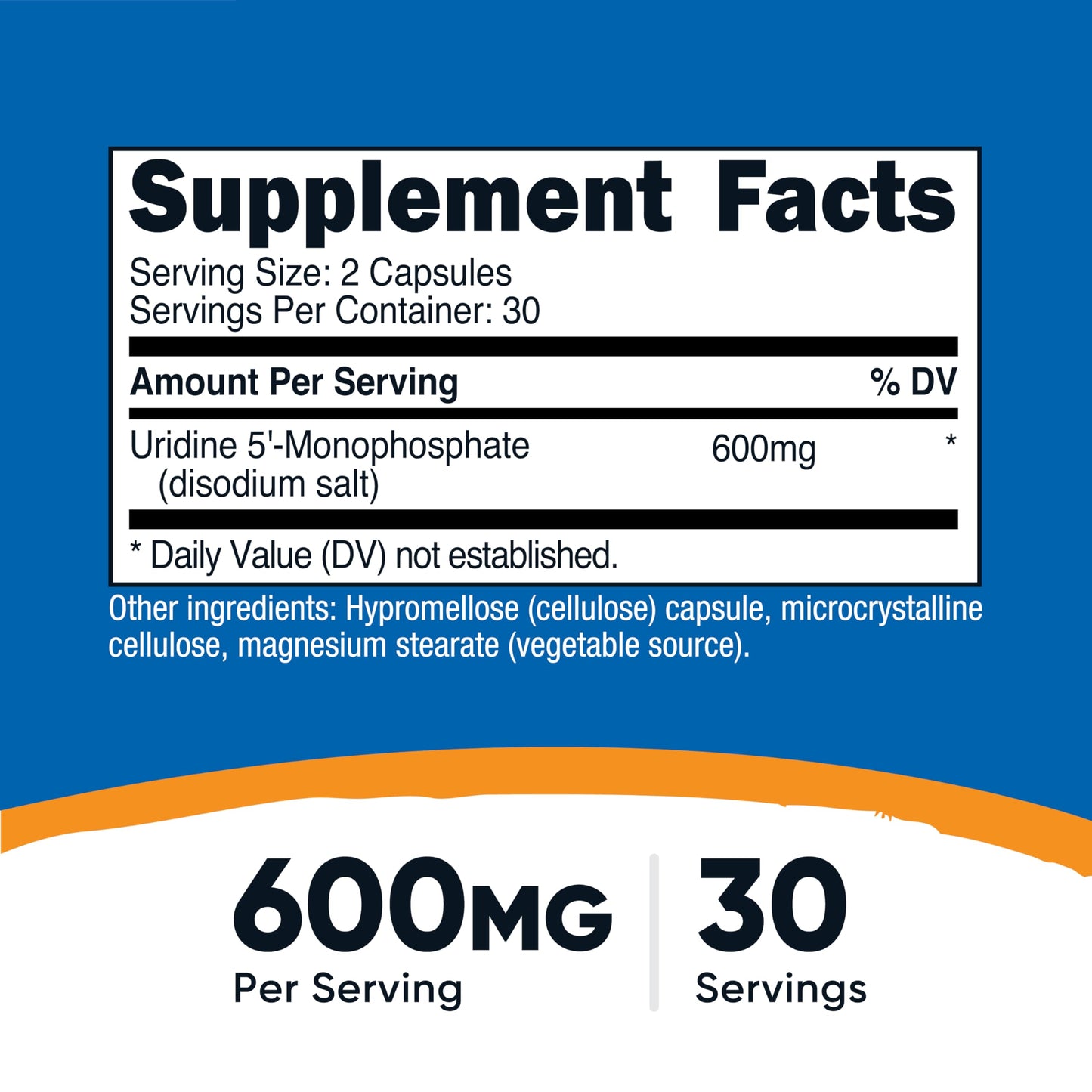 Nutricost Uridine Monophosphate (UMP) 600 mg per Serving, 60 Capsules