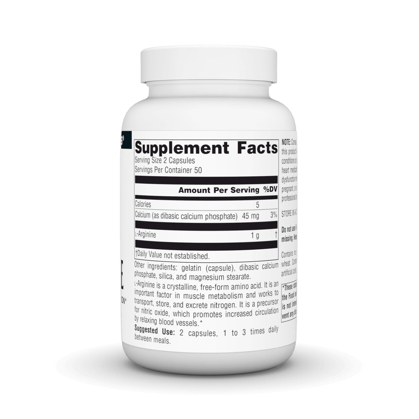 Source Naturals Free Form L-Arginine, 500 mg Capsule, 100 Count