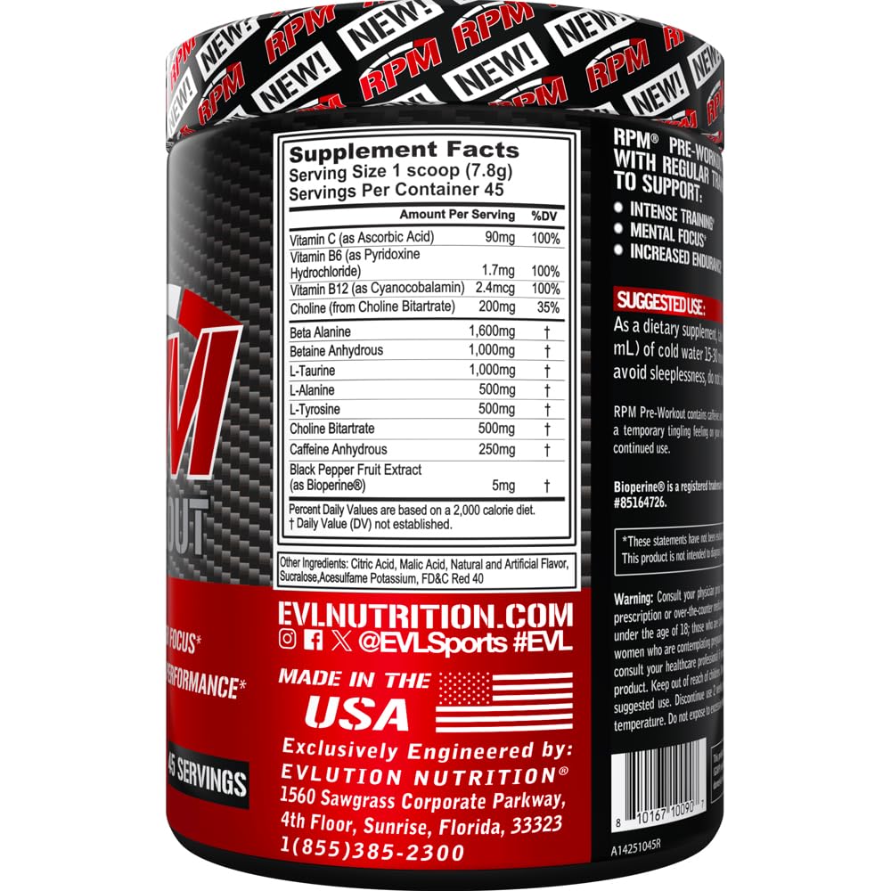 Evlution RPM Pre Workout Powder Tropical Punch 12.4 Ounce