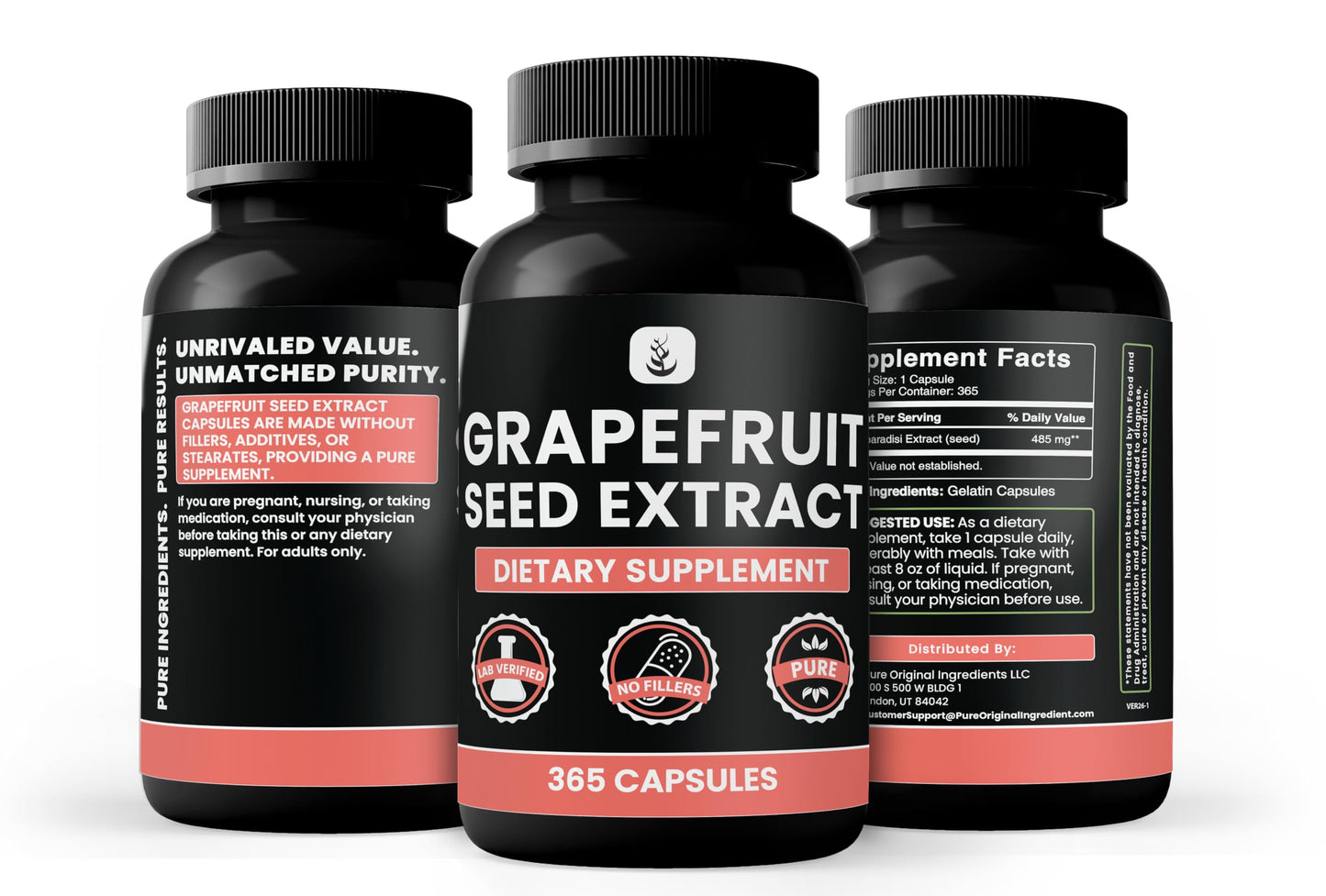 PURE ORIGINAL INGREDIENTS Grapefruit Seed Extract 365 Capsules