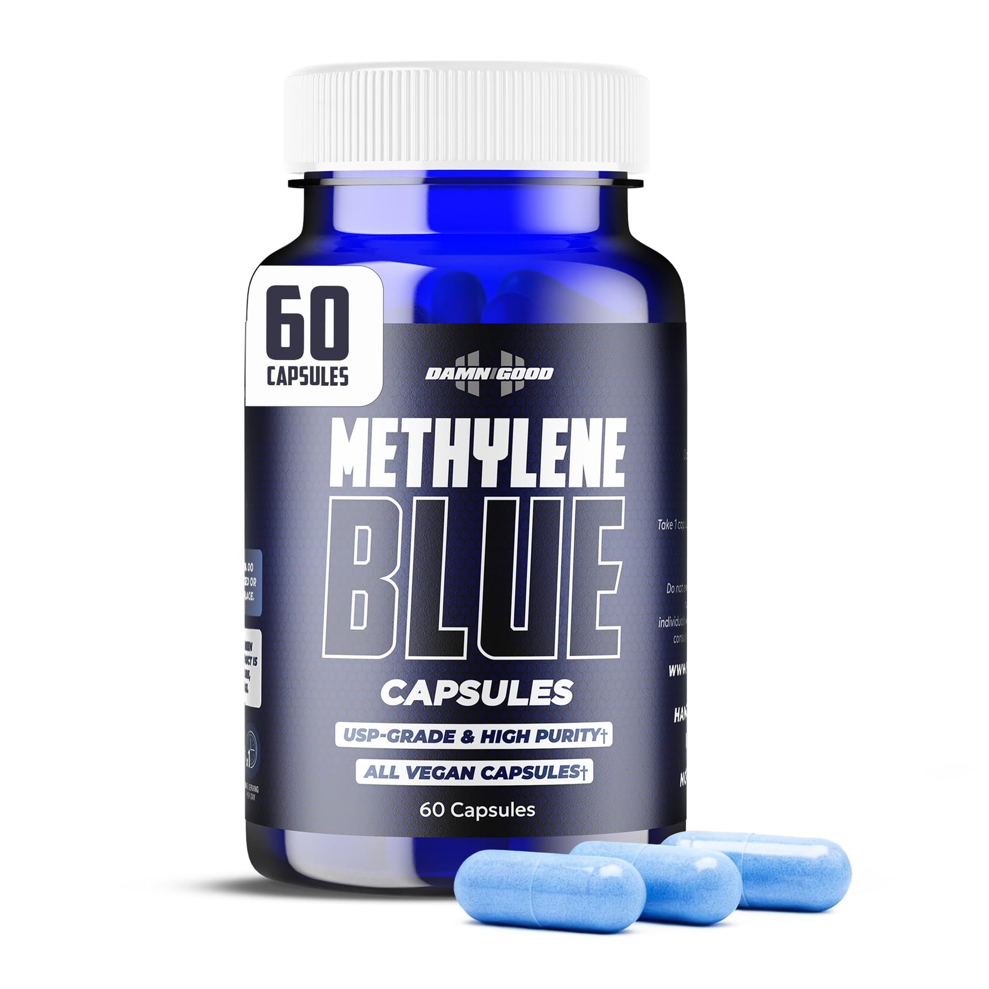 DAMN GOOD The Hodge Twins Ultra Methylene Blue 10mg USP Grade Capsules, 60 Count