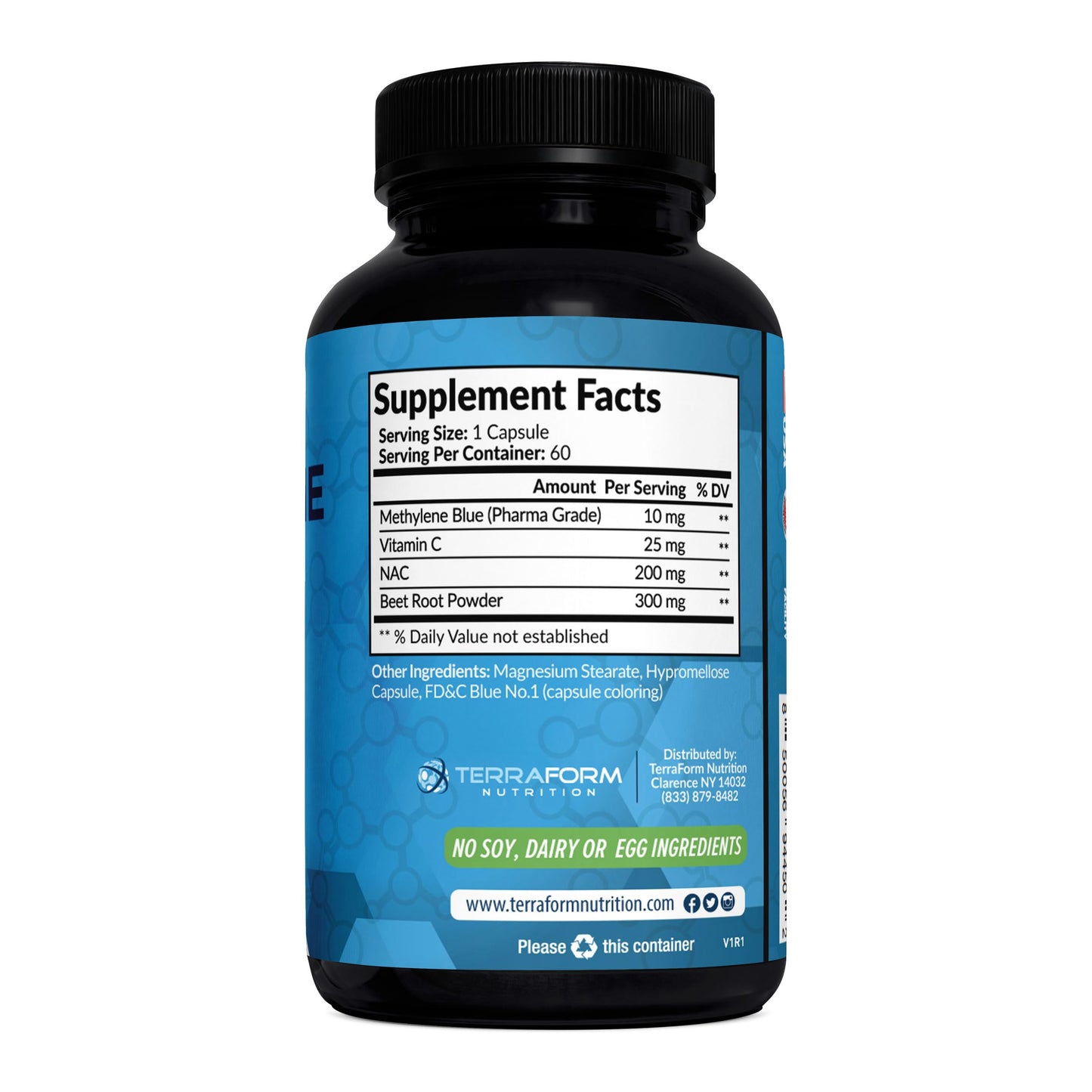 TerraForm Nutrition Methylene Blue 10mg Capsules 60 Count