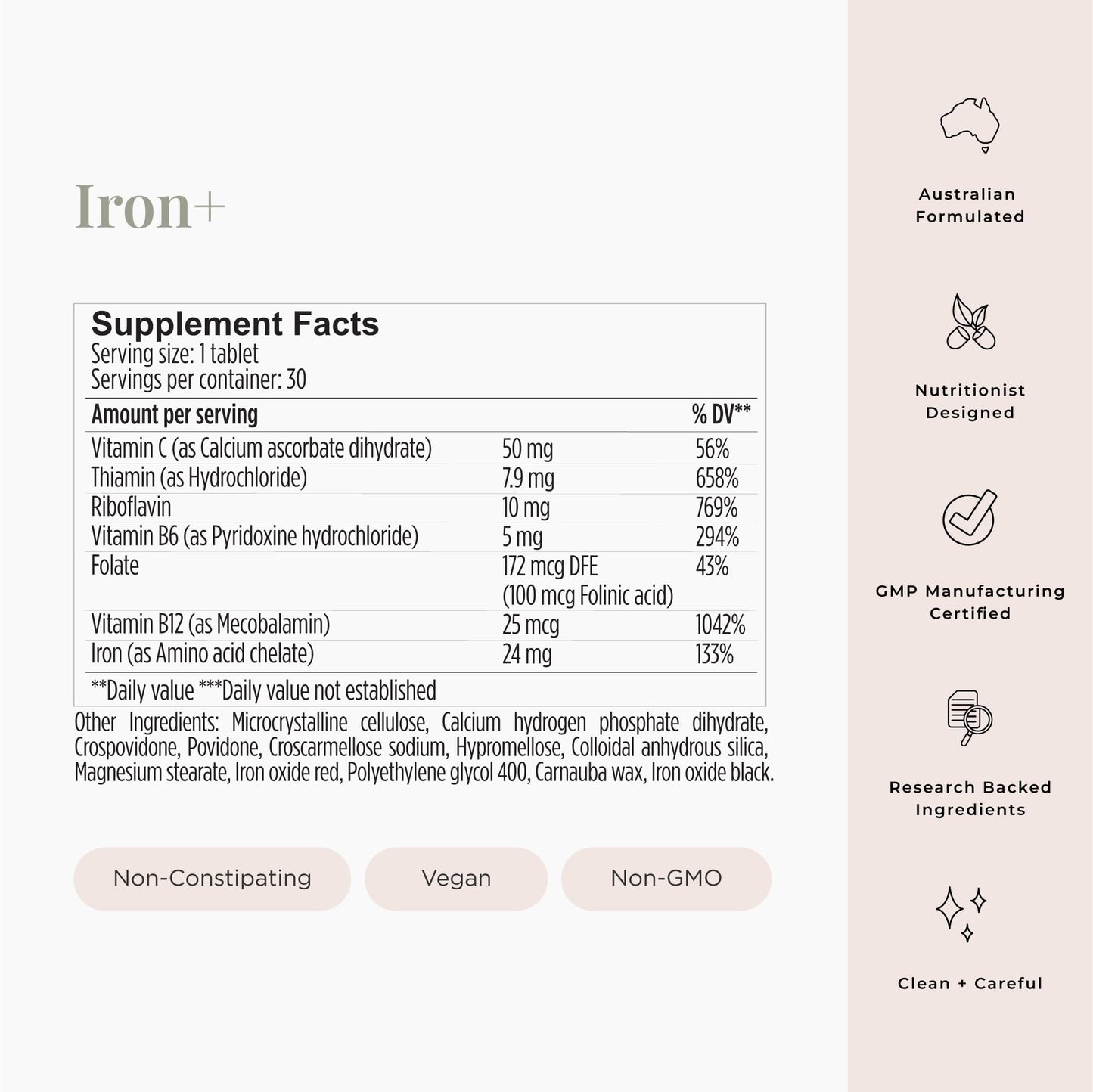 JSHealth Iron Supplement with Vitamin C 30 Tablets