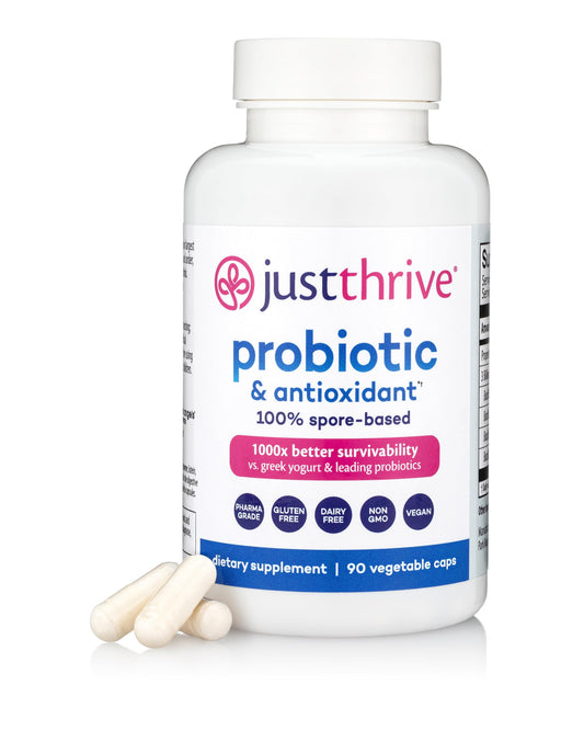Just Thrive Probiotic & Antioxidant Supplement 100% Spore-Based Digestive and Immune Support Capsule 90 Count
