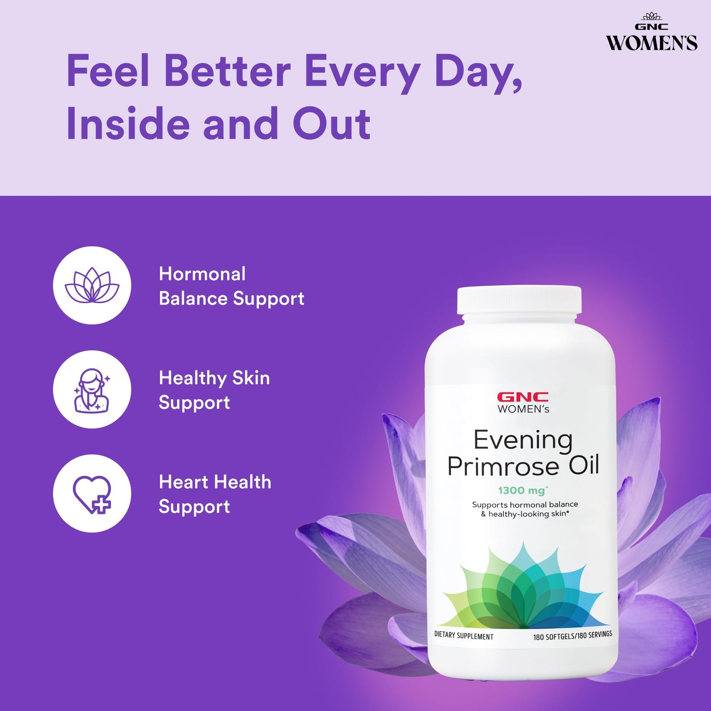 GNC Women's Evening Primrose Oil (EPO) 1300 mg 180 Softgels