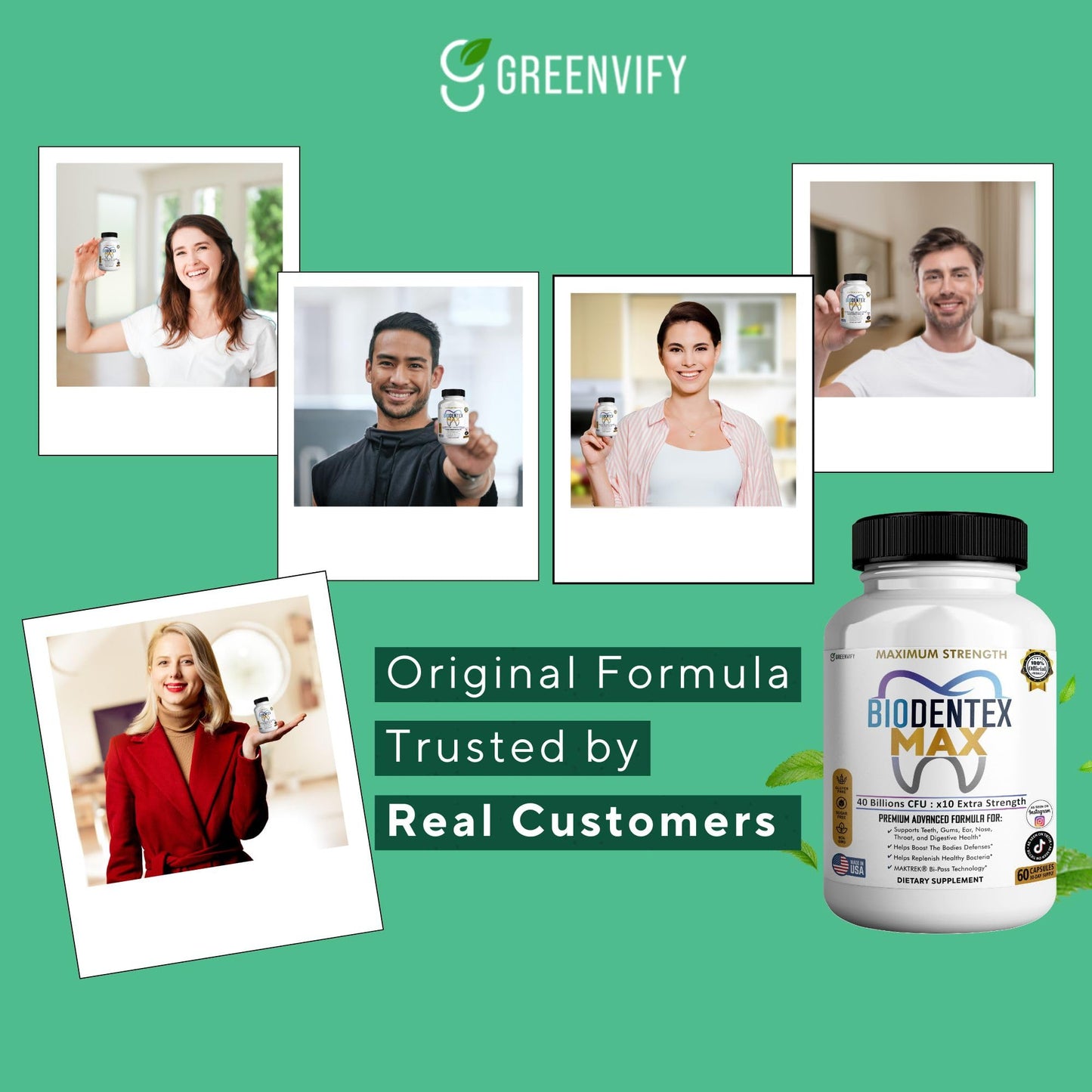 GREENVIFY BioDentex Max Maximum Strength Probiotic Supplement Capsules 60