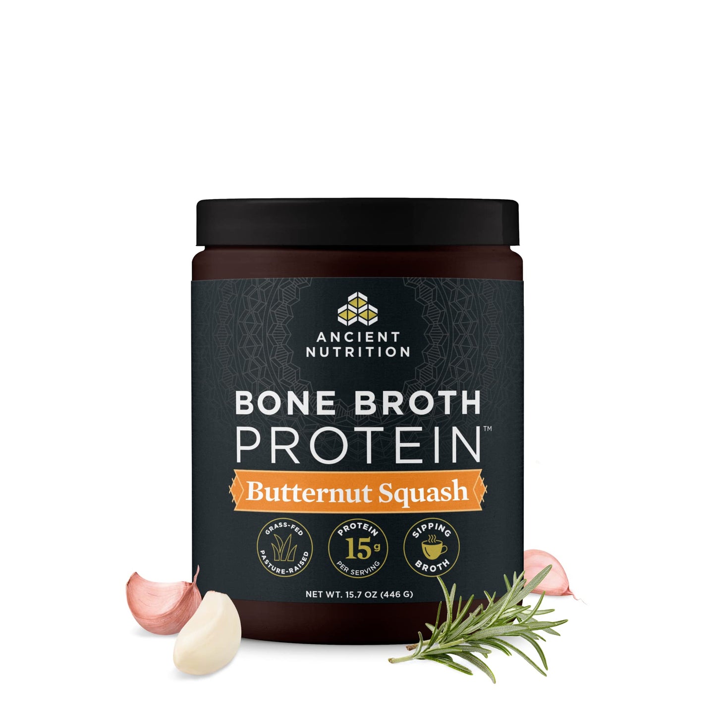 Ancient Nutrition Bone Broth Protein Powder, Butternut Squash, 15 Servings
