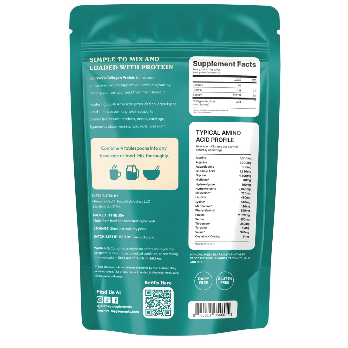 Journey Supplements Collagen Peptides Powder, 16 oz