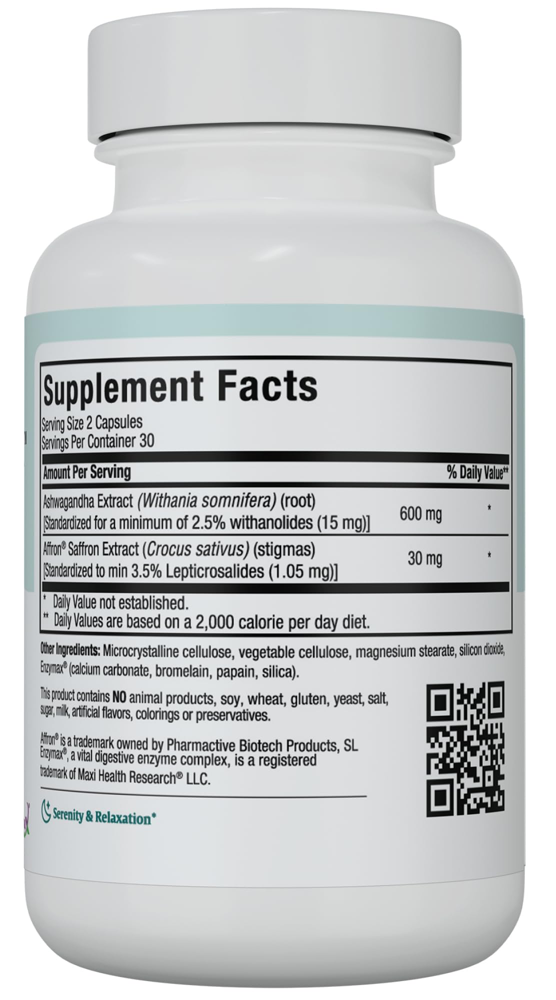 Maxi Health Ashwagandha Complex with Saffron 600mg Ashwagandha Capsules & 30mg Saffron Extract, 60 Capsules