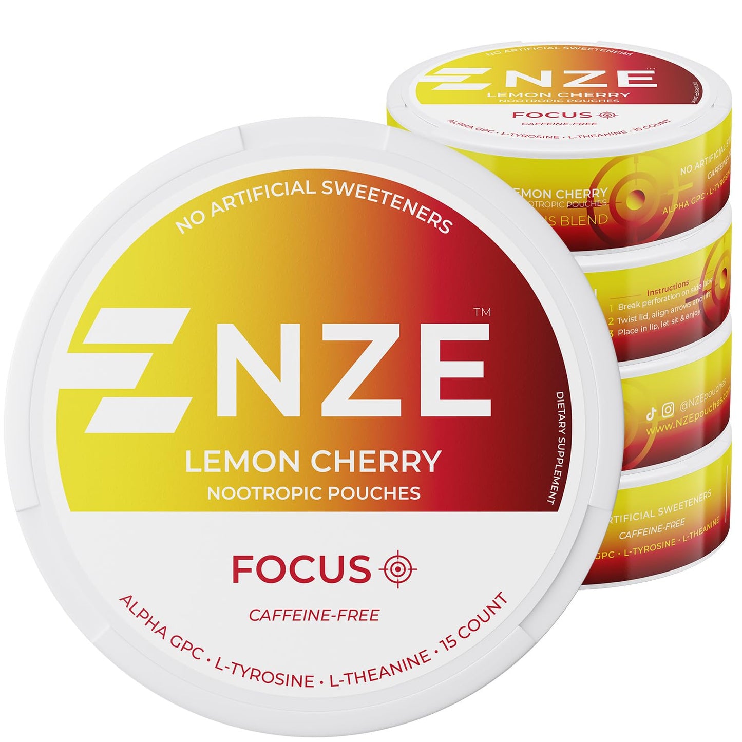 NZE Caffeine Free Nootropic Caplets (Lemon Cherry), 5 Count