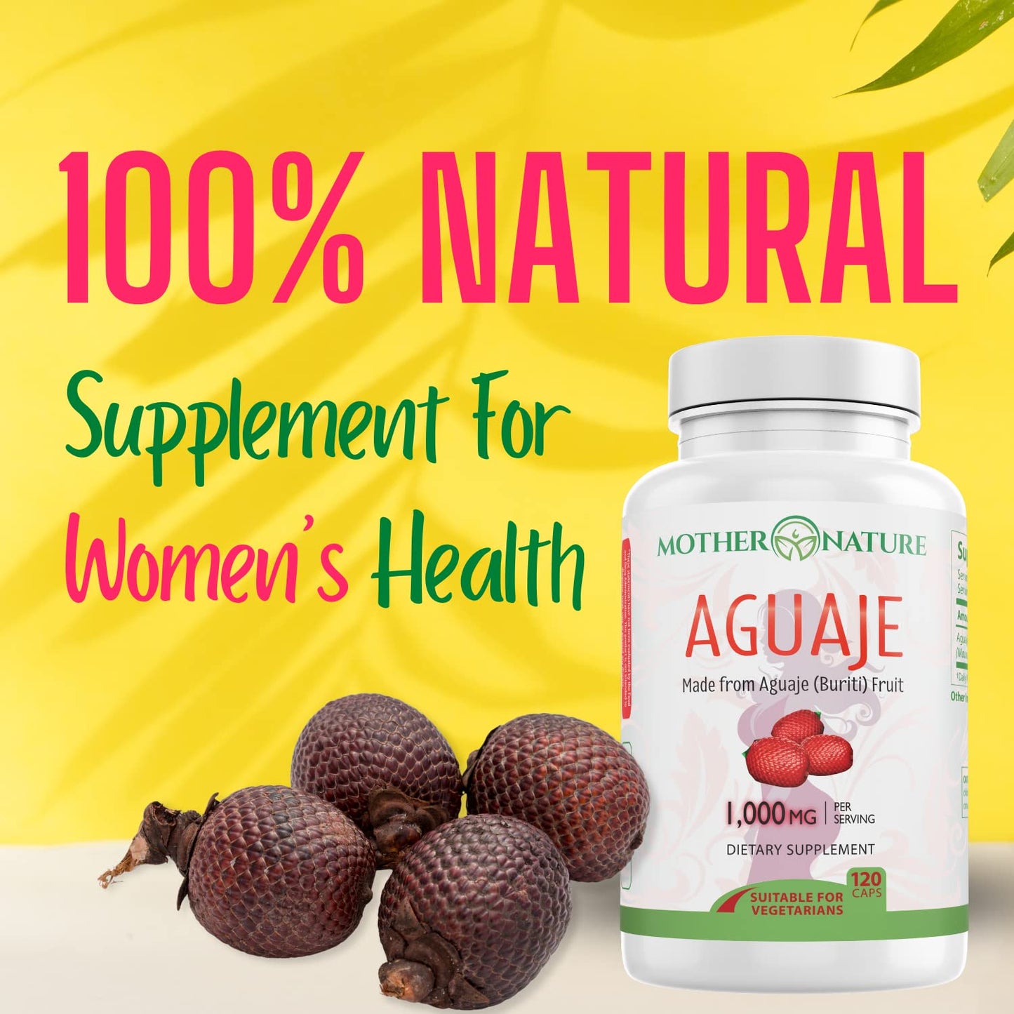 Mother Nature Organics Superfoods for Organic Living Aguaje Curves Capsules, 120 Count
