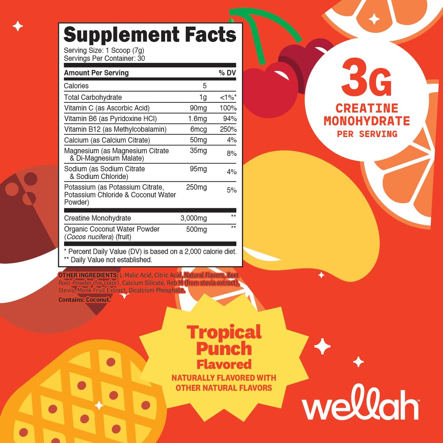 Wellah Creatine + Electrolytes Powder 7.6 Ounce