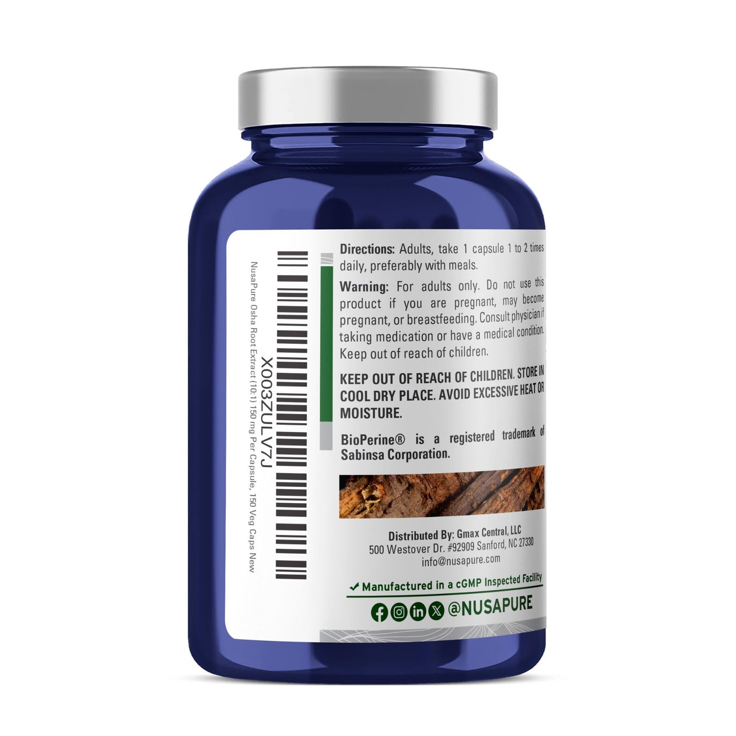 NusaPure OSHA Root Capsules 1500 mg, 150 Count