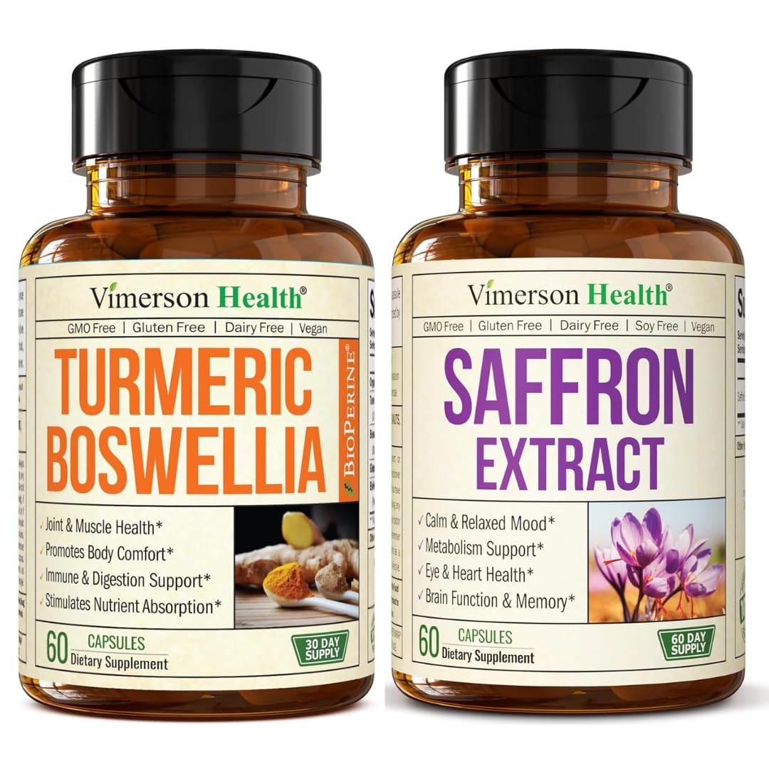 Vimerson Health Boswellia Turmeric Curcumin & Saffron Capsules, 120 Count