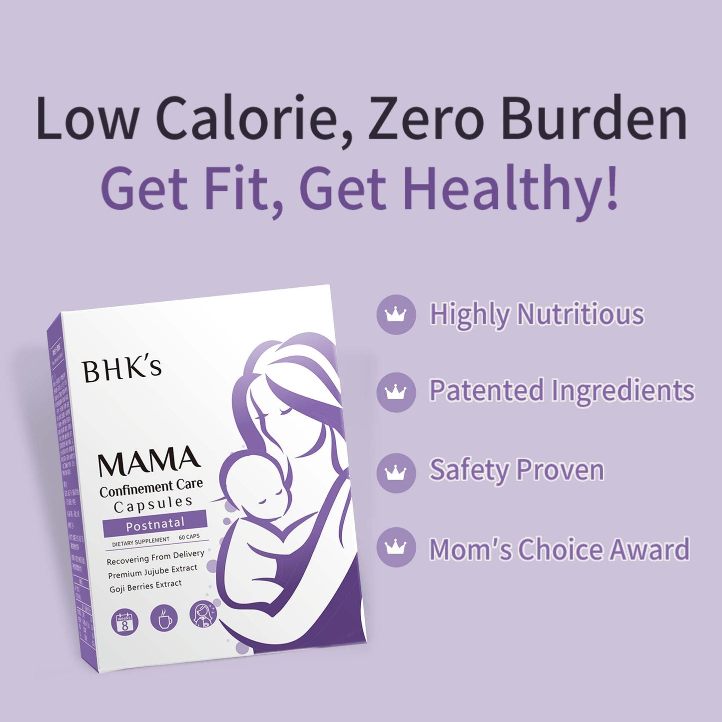 BHK's Nutrition for Postpartum Recovery, Improve Mood After Birth, Postnatal Vitamins for Breastfeeding Moms, 60 Capsules