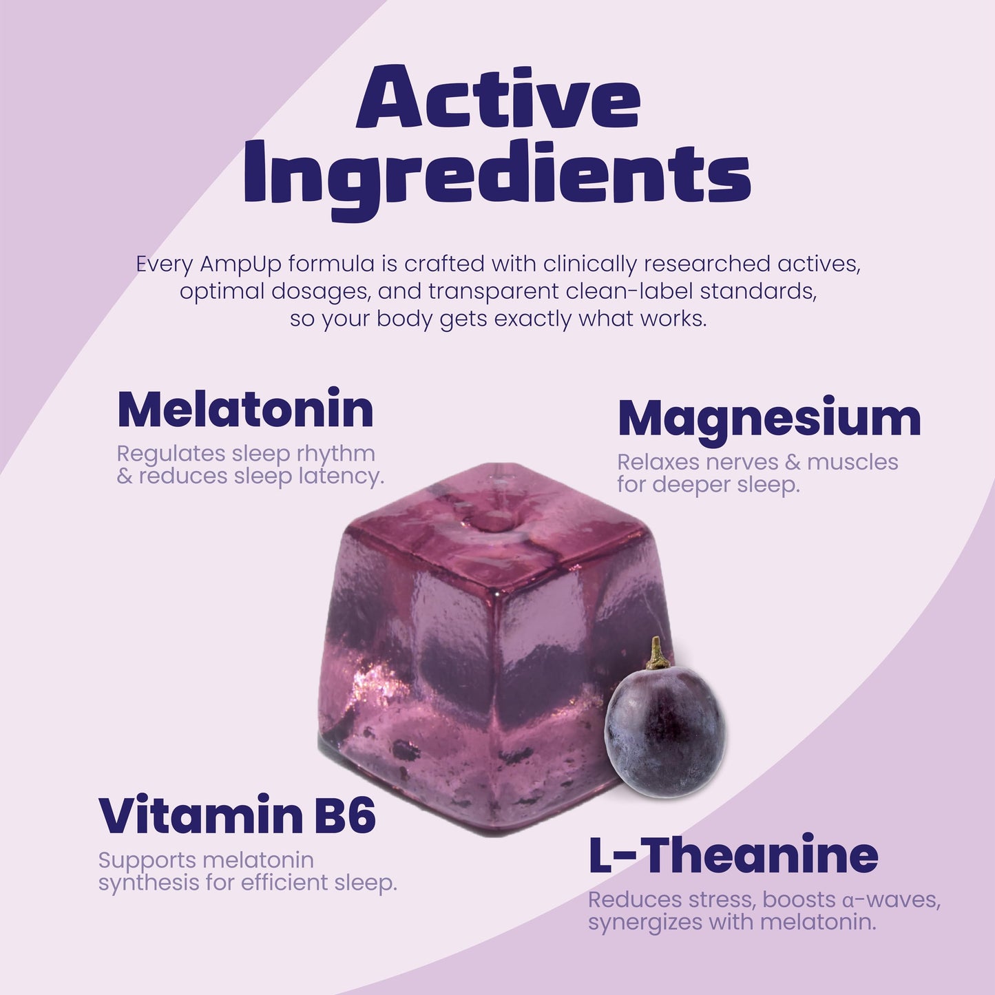 AmpUp Sleep Melatonin Sugar Free Gummies 5mg Melatonin with Magnesium, L-Theanine & Vitamin B6, Nighttime Sleep Support, Vegetarian, Natural Grape Flavor, 140 Gummies