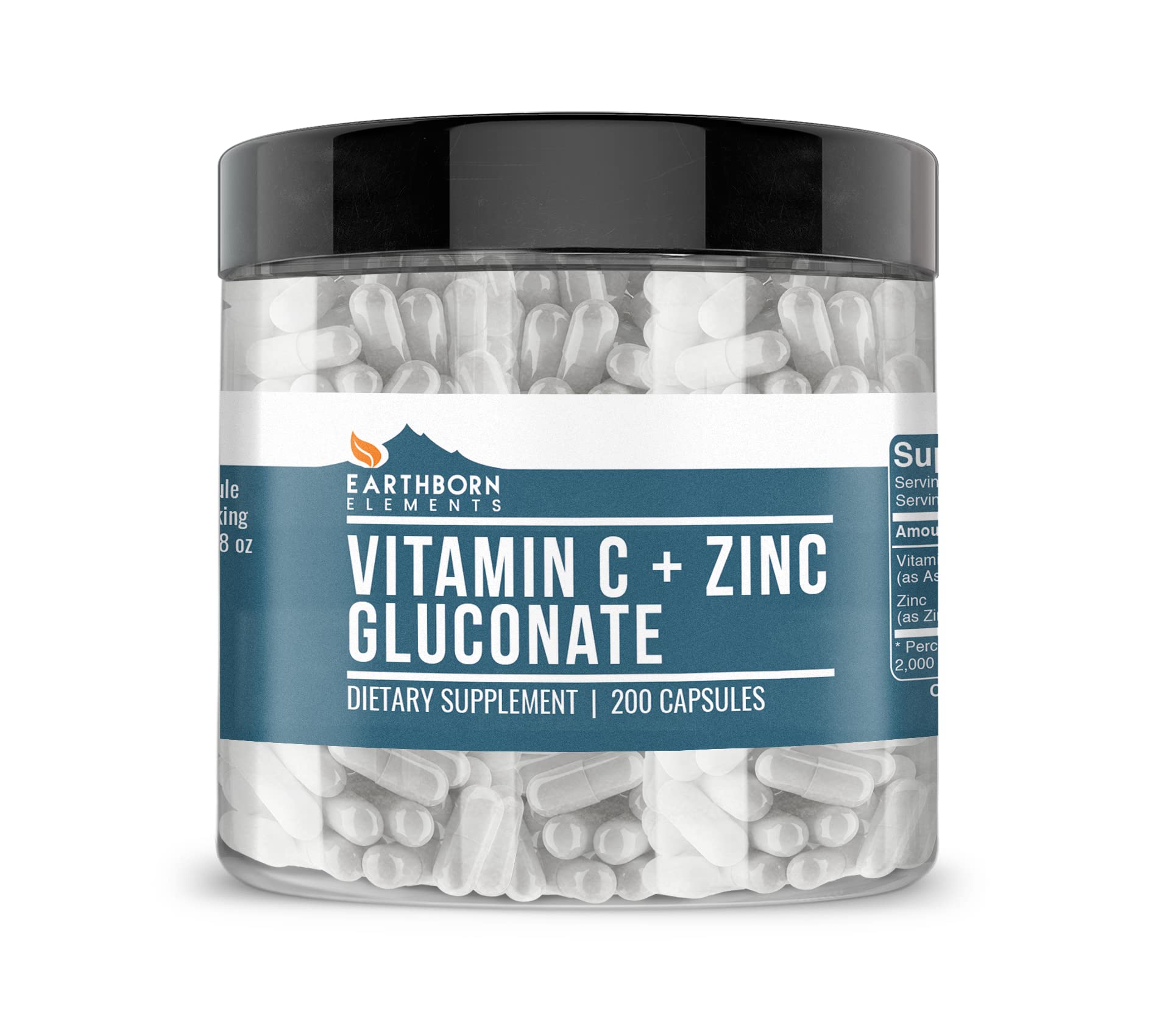 Earthborn Elements Vitamin C Plus Zinc Gluconate Supplement 200 Capsules