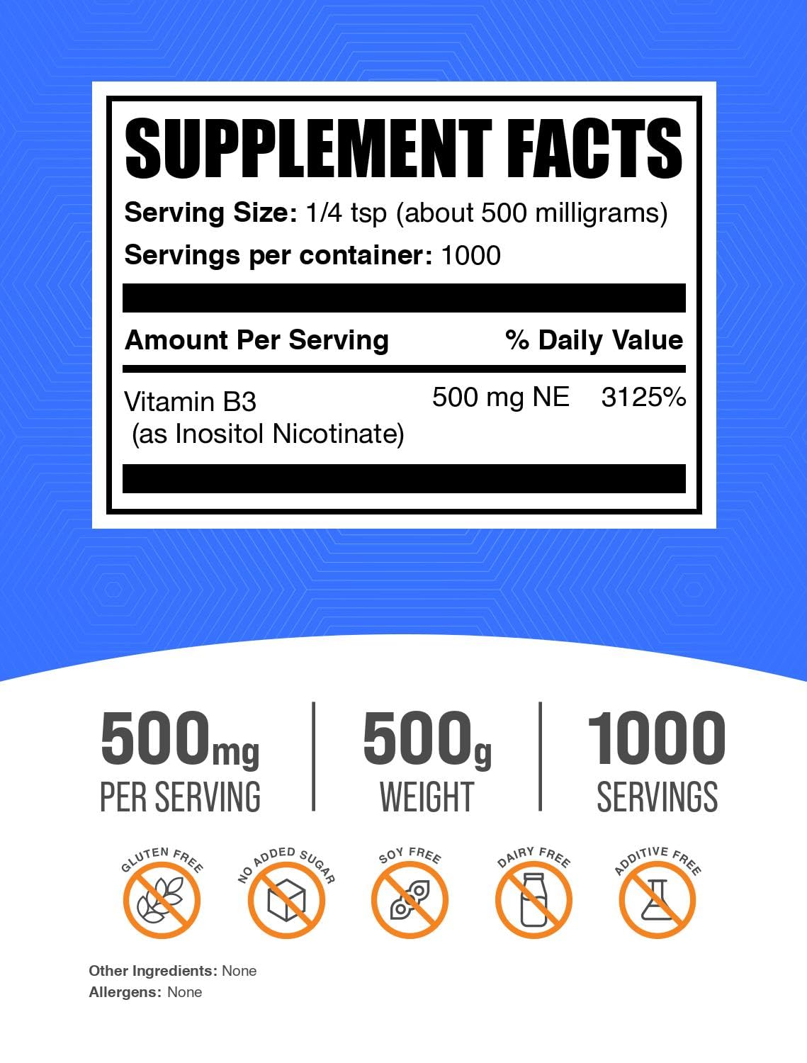 BulkSupplements Flush Free Niacin Powder, 17.6 oz