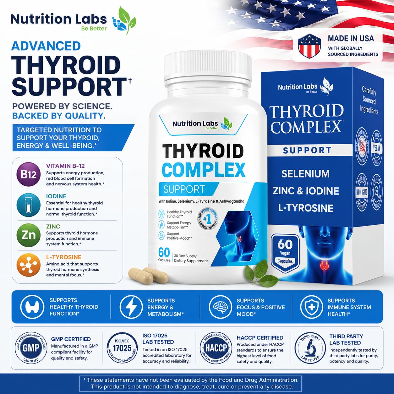 NUTRITION LABS BE BETTER Thyroid Support Supplement 60 Capsules