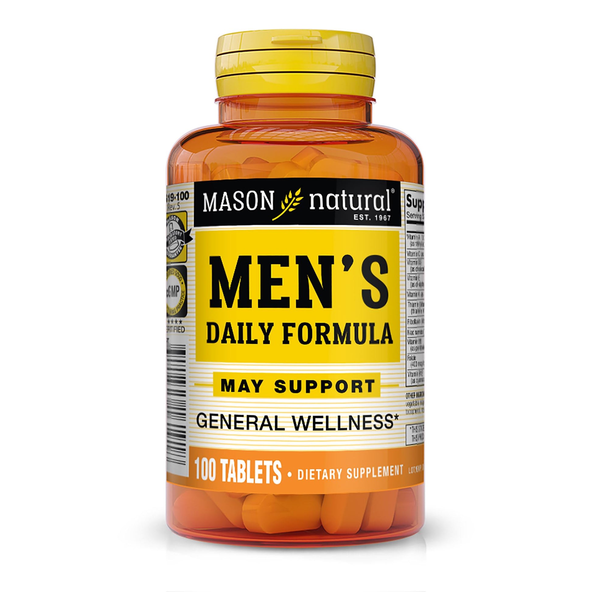 Mason Natural Men's Daily Formula Equivalent to One a Day Men's Brand Tablets 100 Tablets