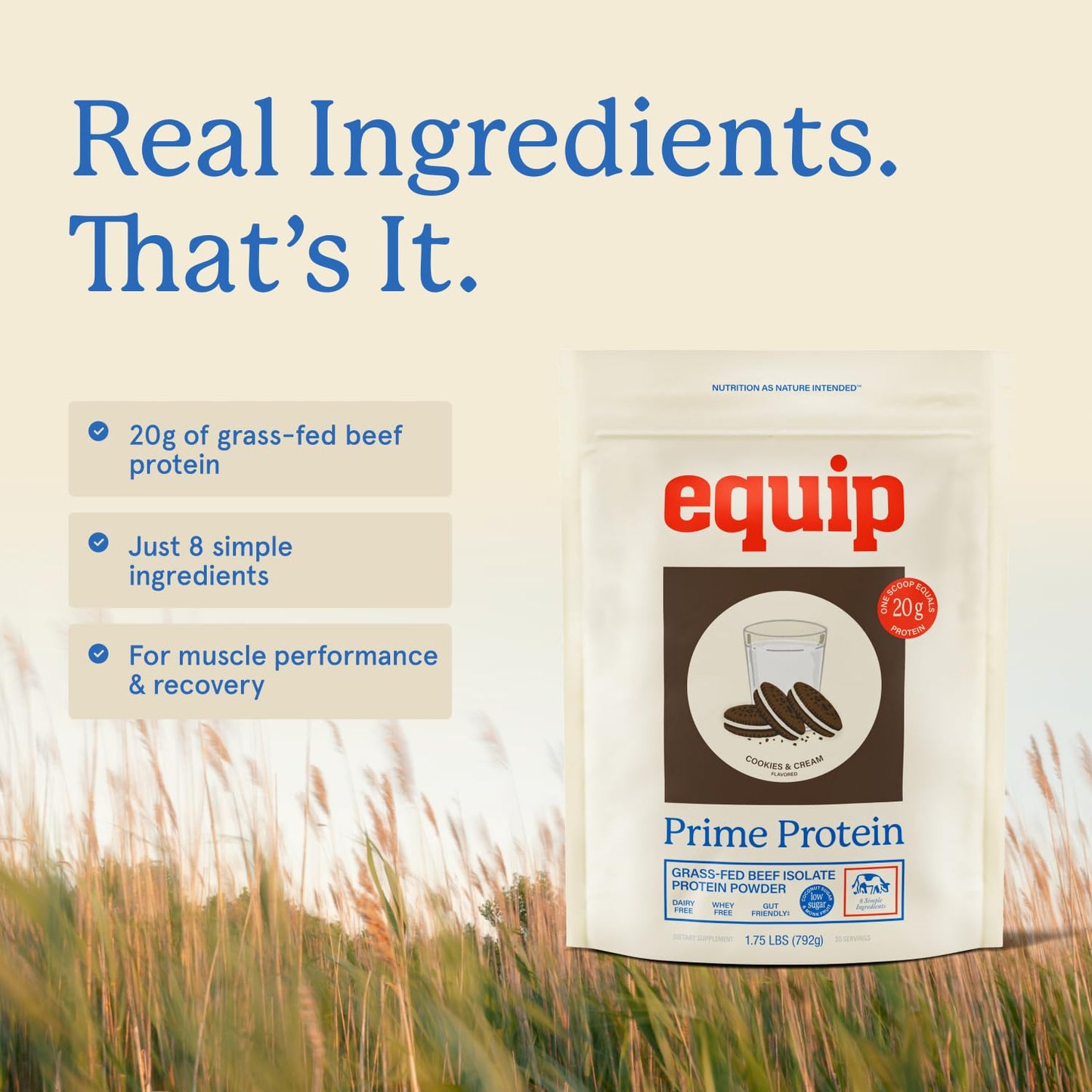 Equip Prime Protein Powder, Beef Protein Isolate, 30 Servings