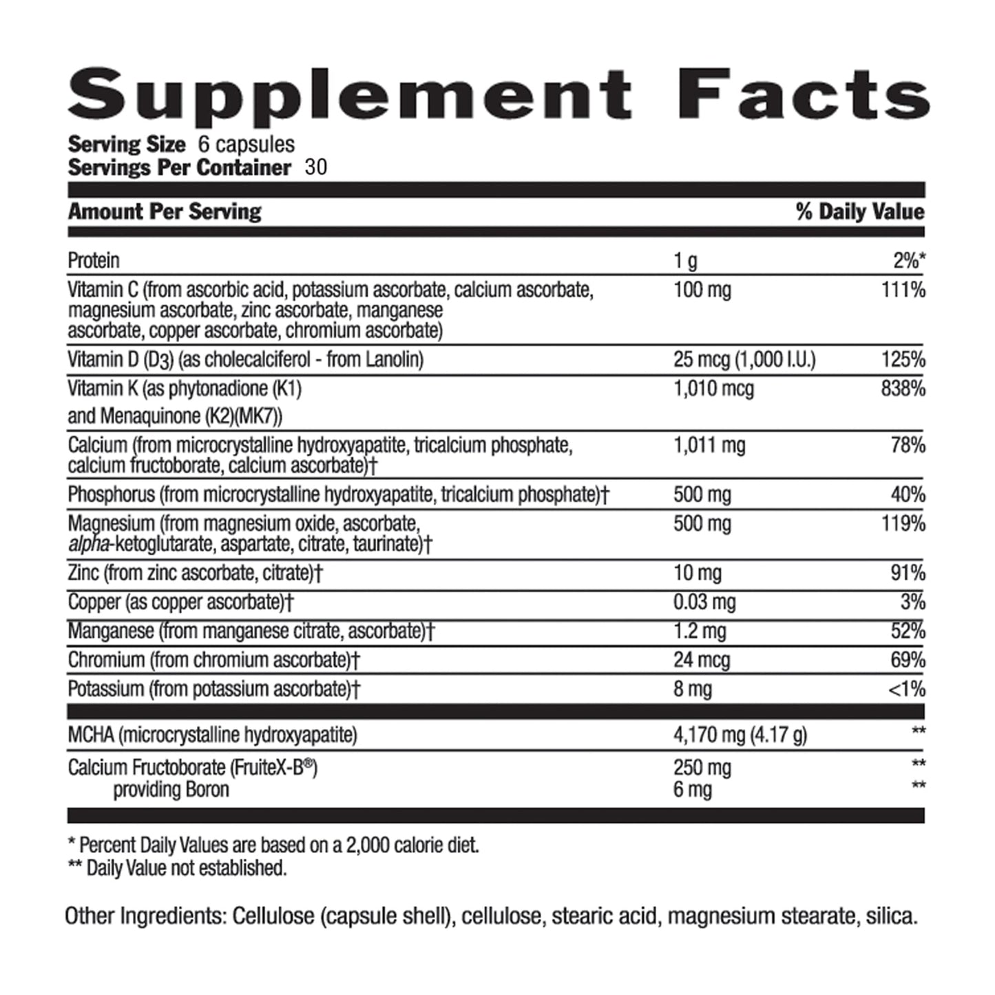 Country Life Bone Solid Capsule - Bone Health Supplement with Microcrystalline Hydroxyapatite (MCHA), Calcium, Magnesium, Zinc, Vitamins K2 & D3 for Enhanced Bone Strength & Metabolism, 180 Capsules