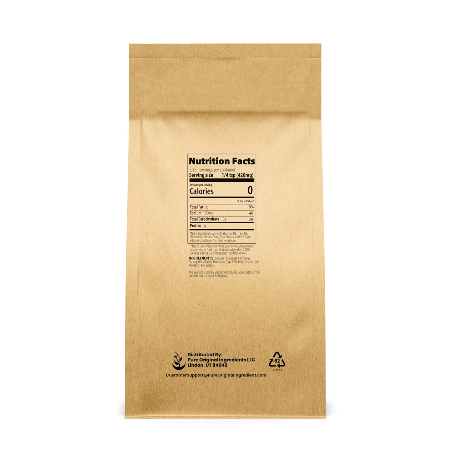 PURE ORIGINAL INGREDIENTS Sodium Propionate Powder, 32 Ounces