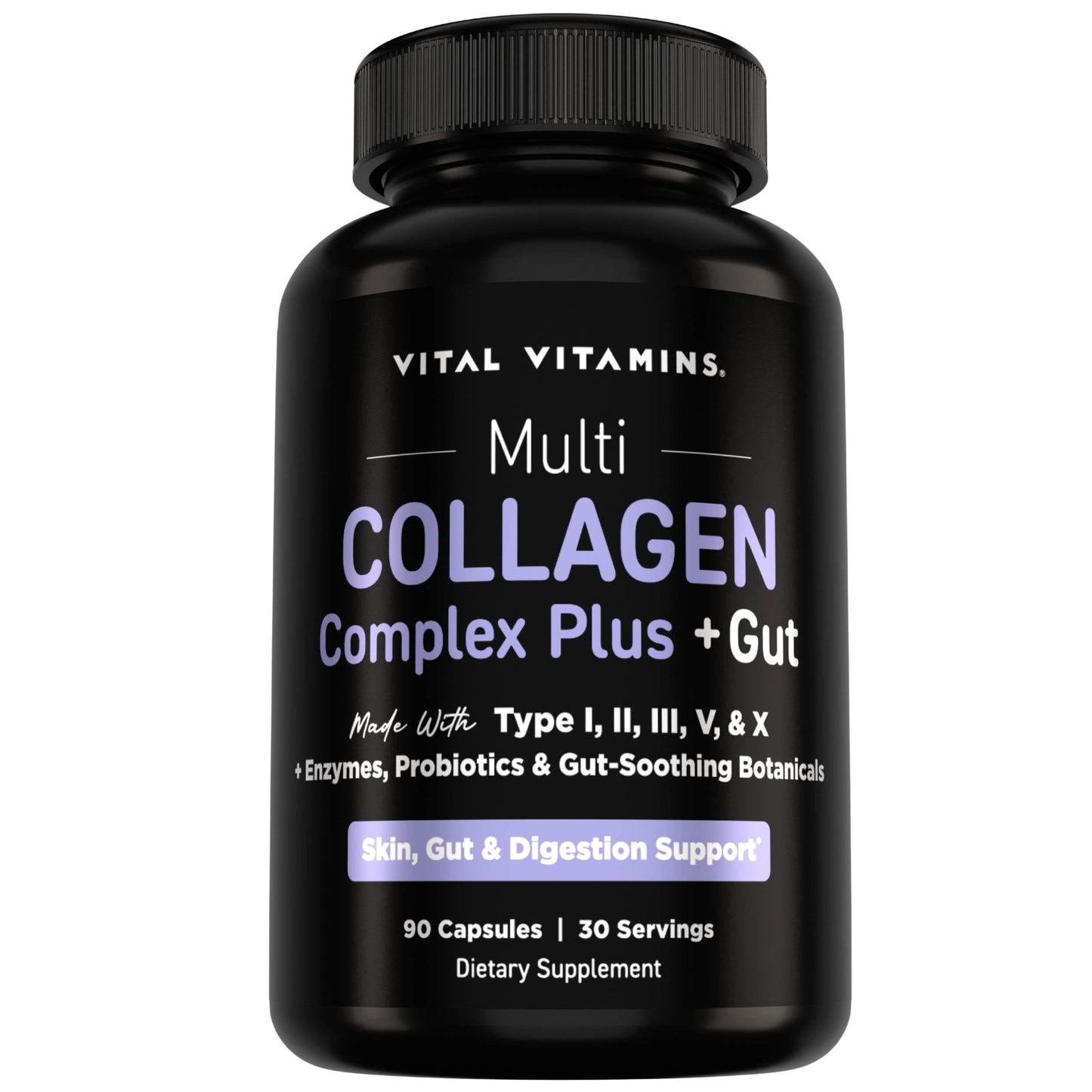 Vital Vitamins Multi Collagen Complex Plus Gut, Probiotics & Enzymes Capsules 90 Count