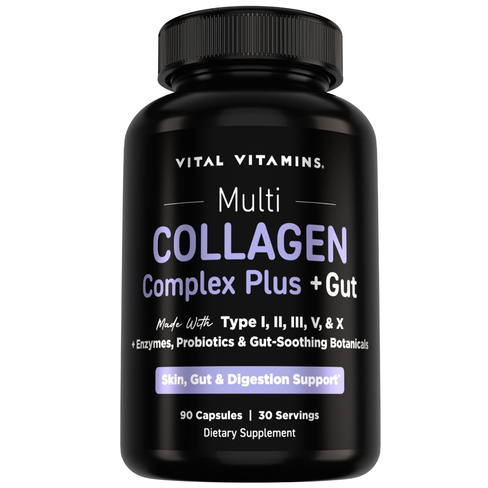 Vital Vitamins Multi Collagen Complex Plus Gut, Probiotics & Enzymes Capsules 90 Count