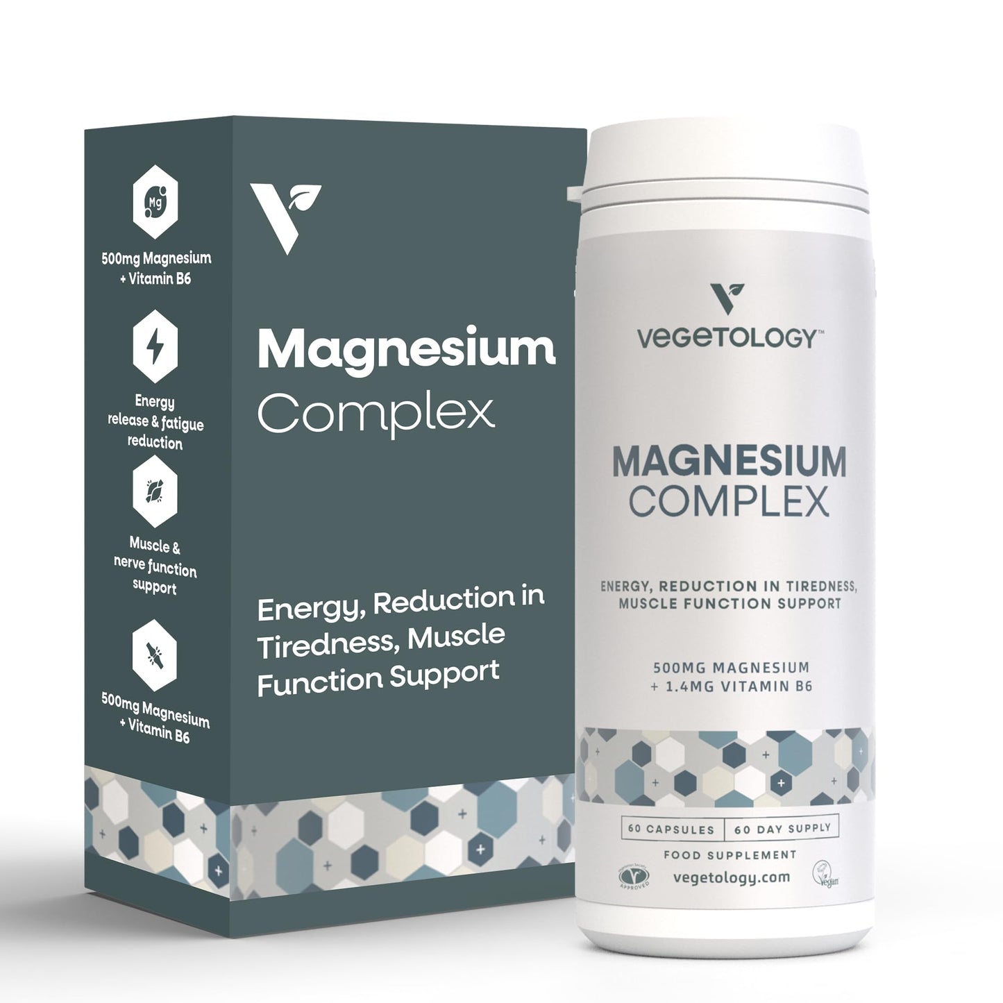 Vegetology Magnesium with Vitamin B6, 3-in-1 Complex, Capsules, 60 Count