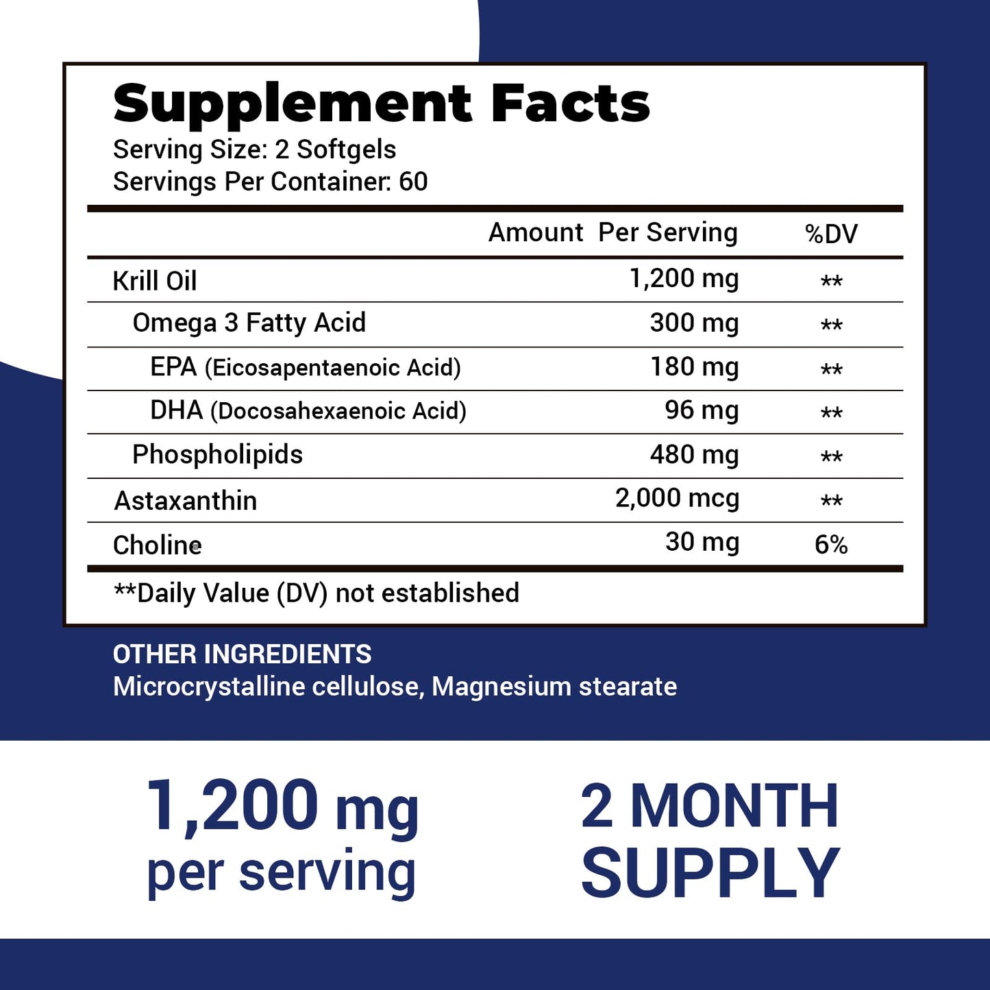 VBTOP Antarctic Krill Oil 1200mg, Omega-3 EPA DHA, Astaxanthin Softgel, 120