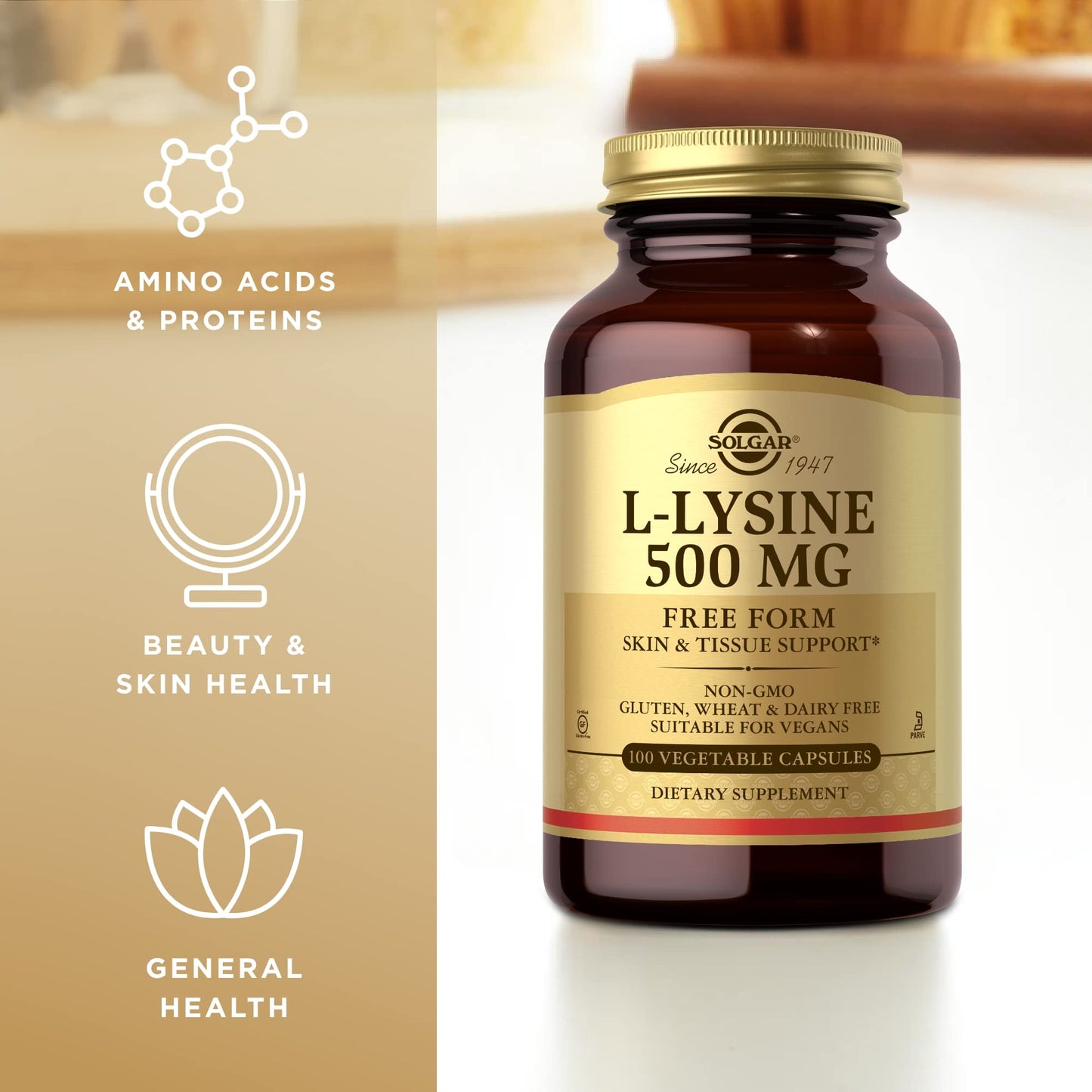 Solgar L-Lysine 500 mg Capsules, 300 Count