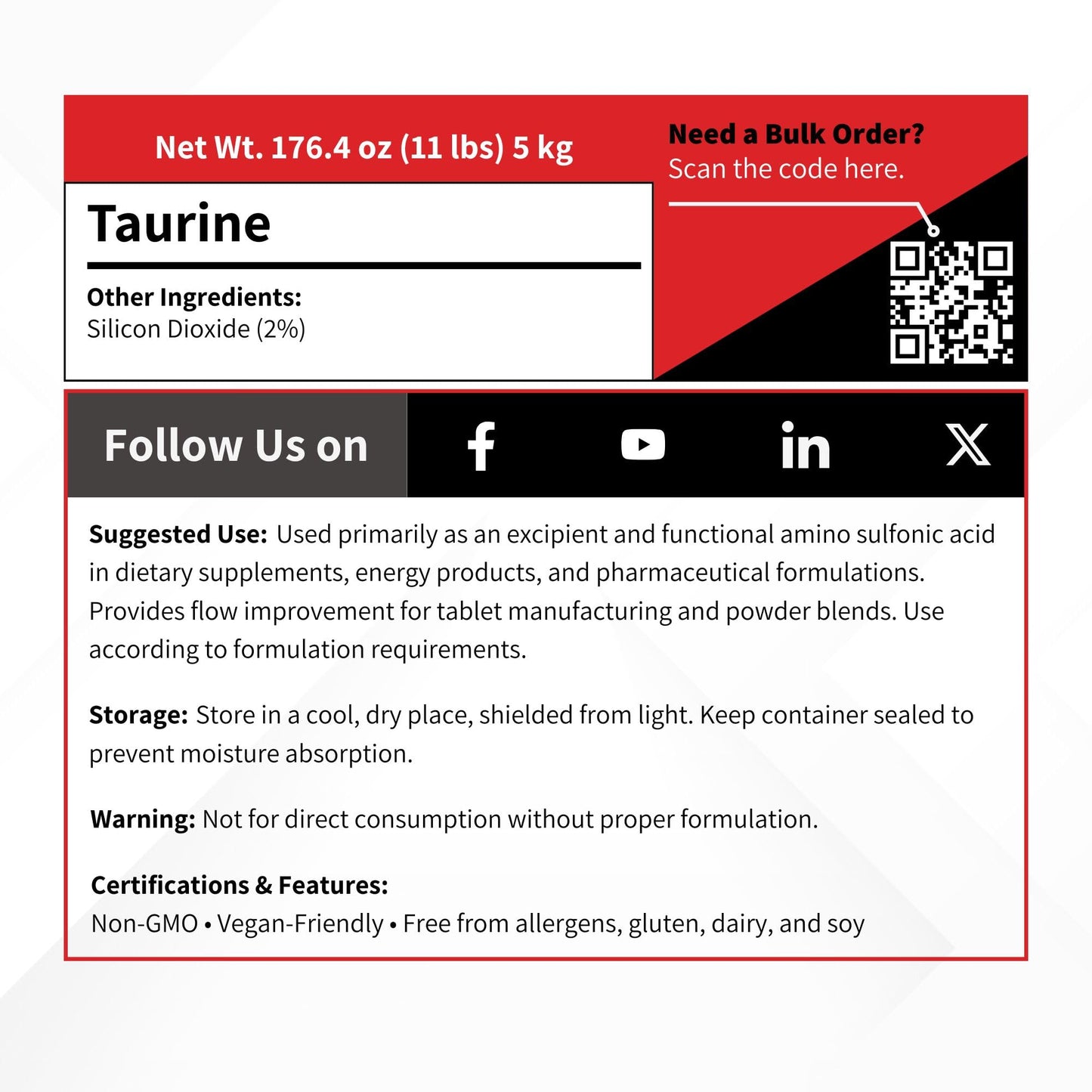 Vivion Taurine Supplement Powder 176.37
