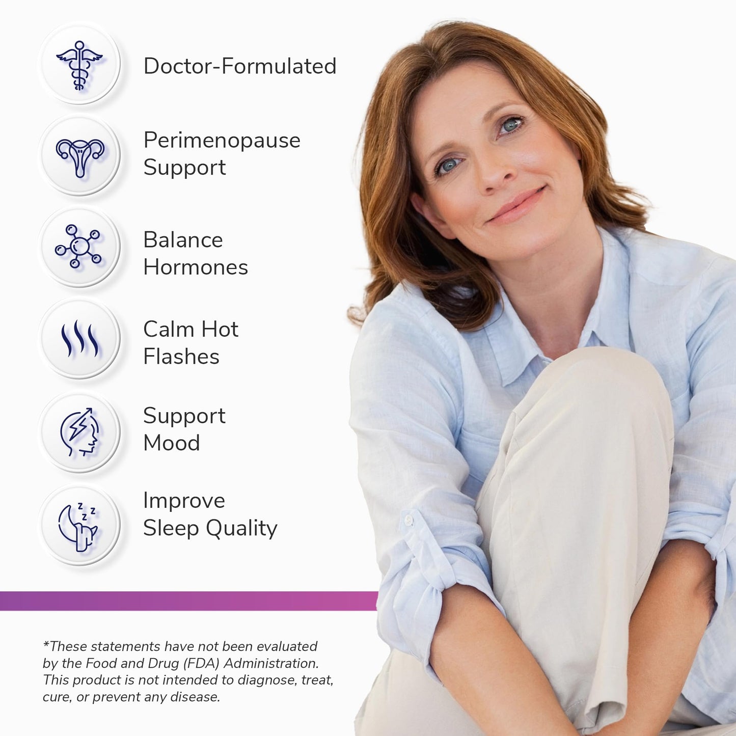 Bright Naturals Lunara Doctor-Formulated Menopause Supplements Capsules, 60 Count