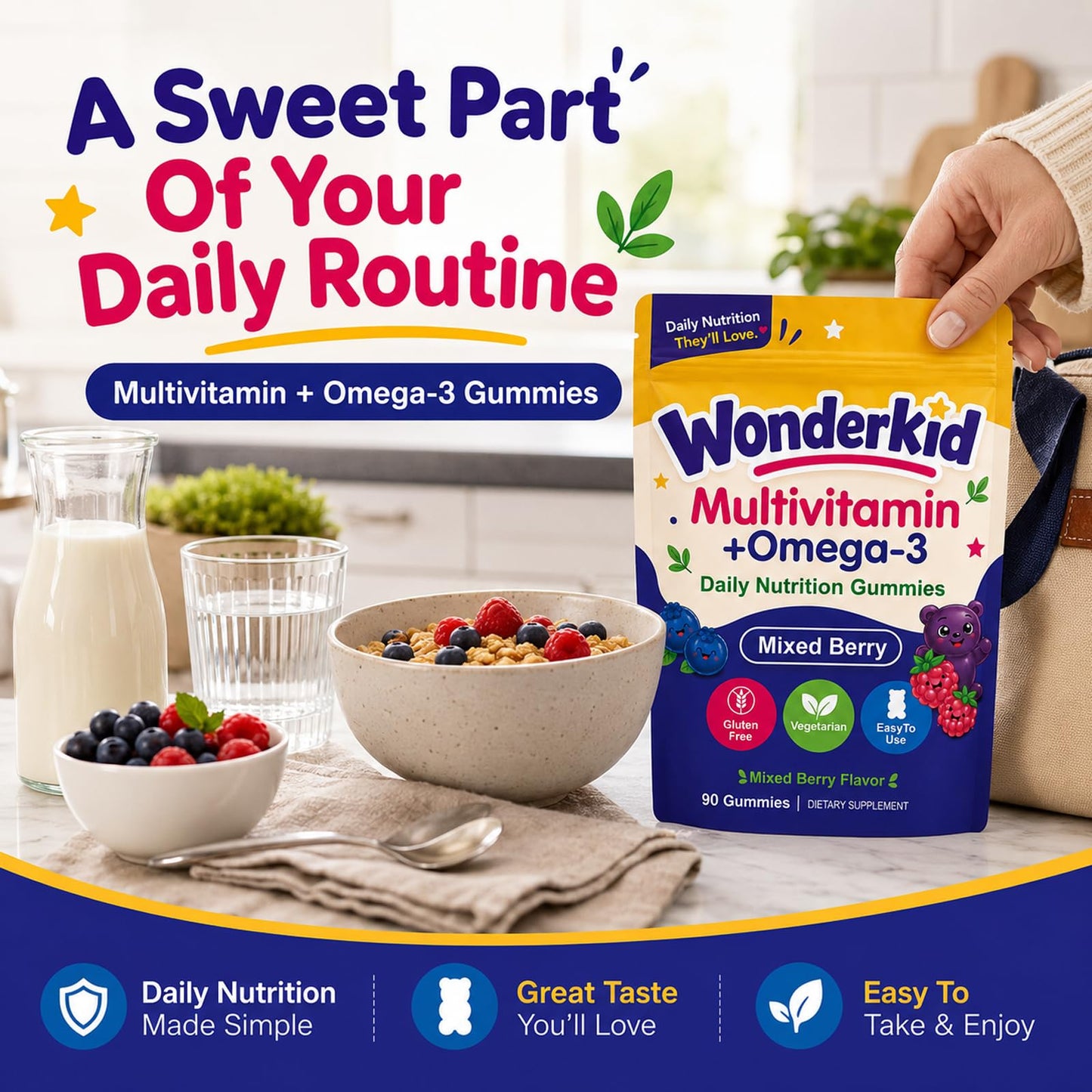 Pricyru Wonderkid Vitamin Kids Multivitamin Gummies + Omega-3, 90 Count