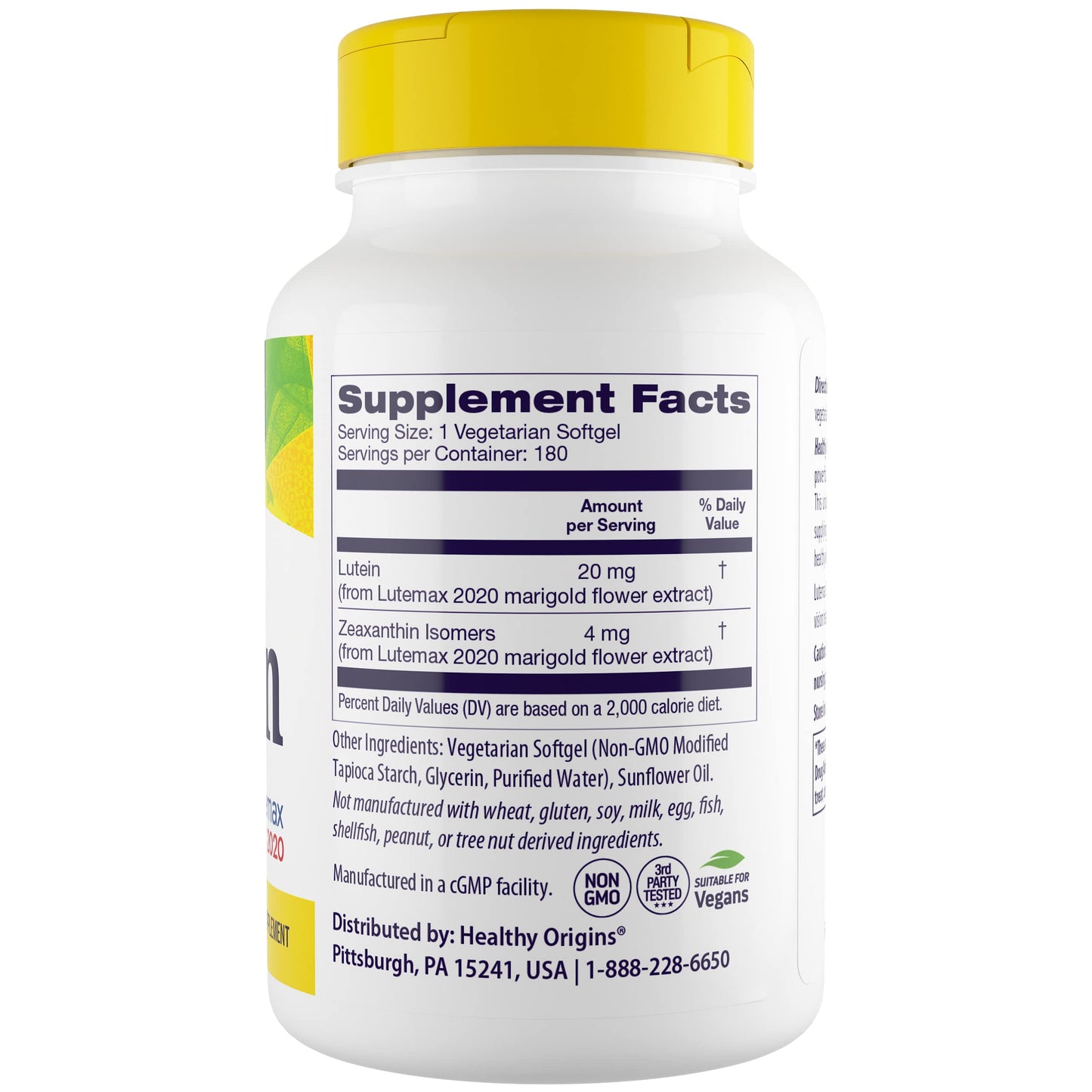 Healthy Origins Lutein Lutemax 2020 20 mg & Zeaxanthin Softgels, 180