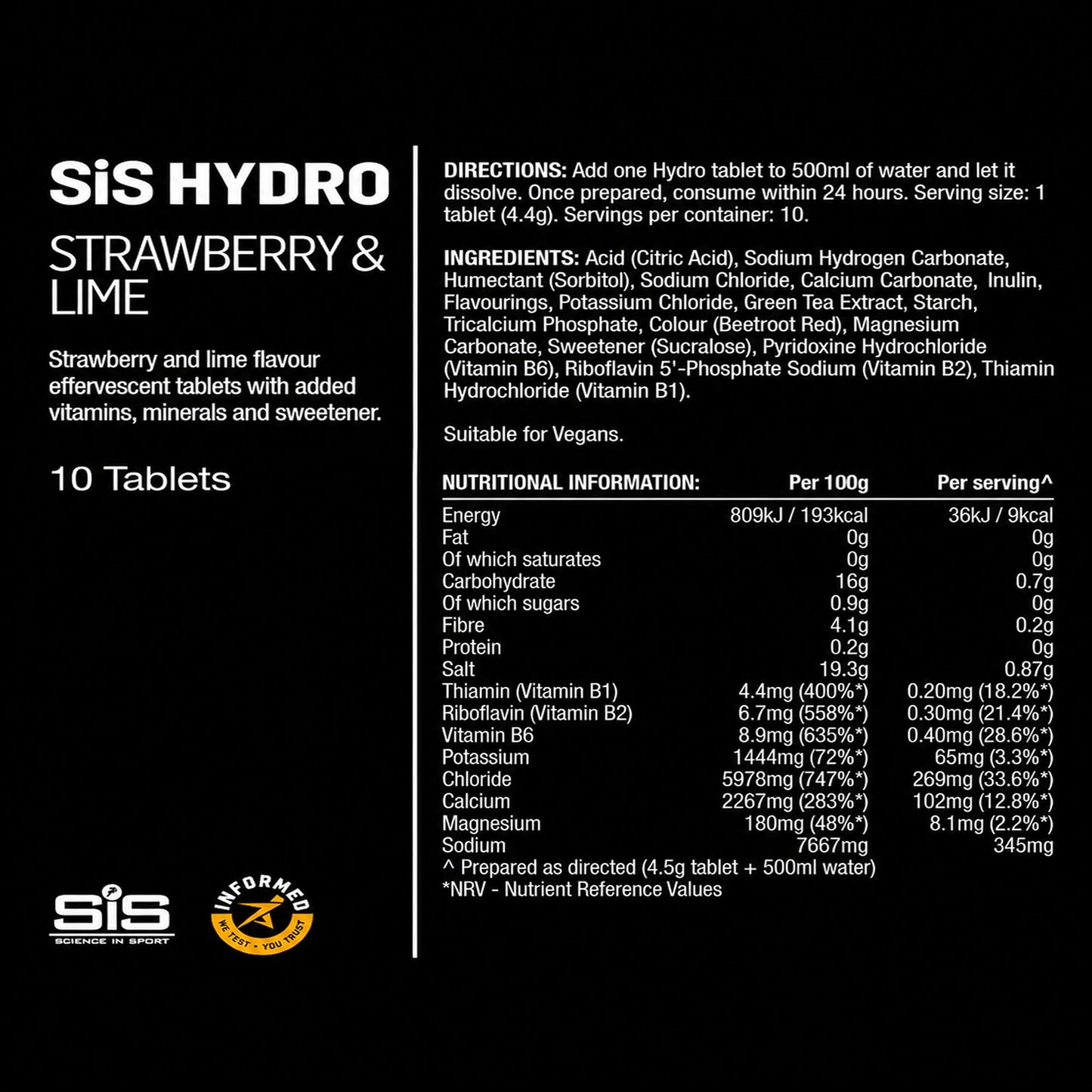 Science in Sport SiS Hydro Tablets - Electrolyte Hydration Tablets, Tablet, 8