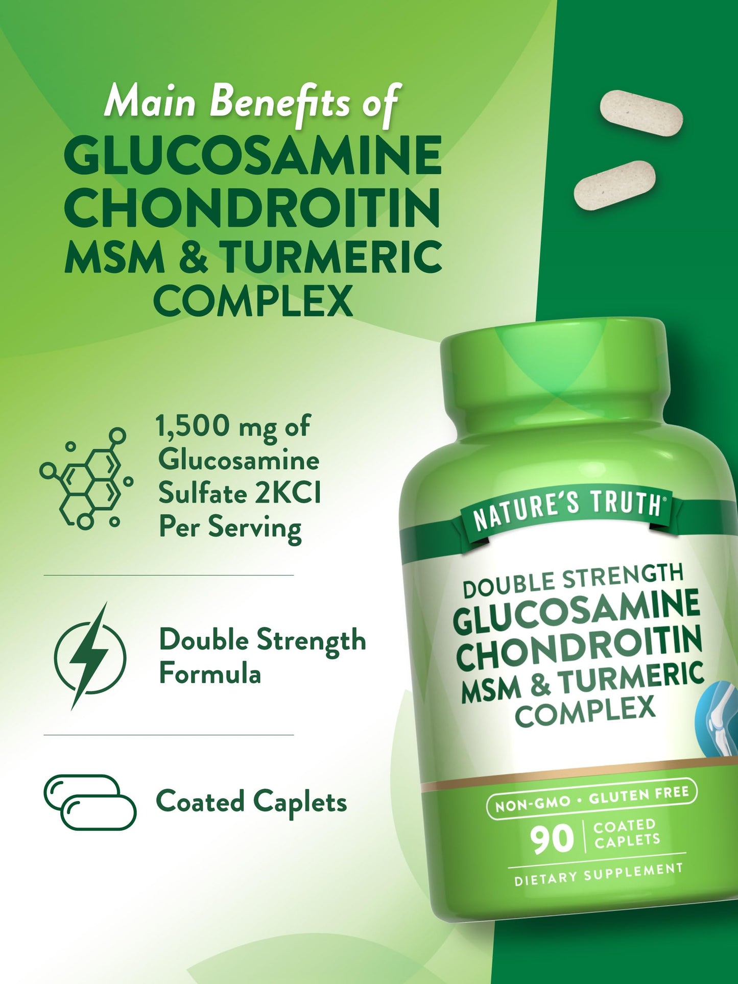 Nature's Truth Glucosamine Chondroitin MSM Complex Caplets 90 Count