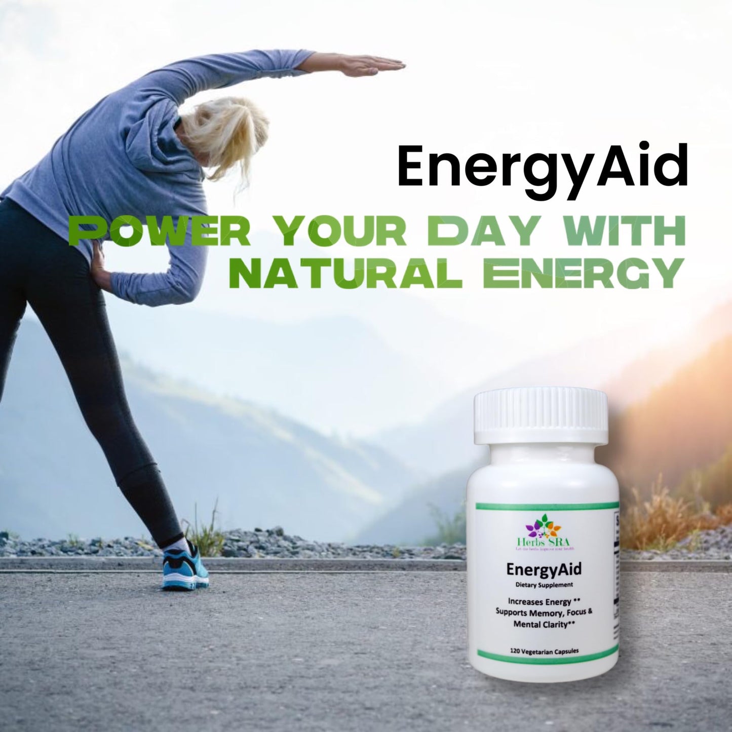 Herbs SRA ENERGYAID Antioxidant Energy Support Supplement with Vitamin B6, Green Tea & CoQ10 – Capsules, 120 Count