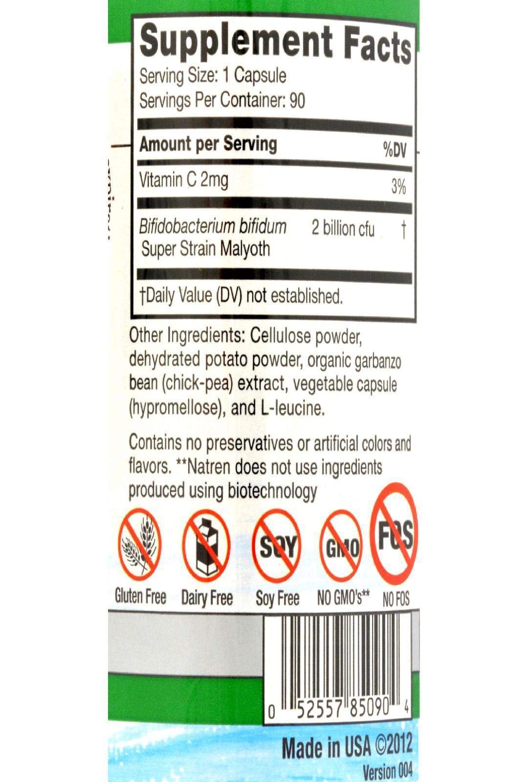 Natren Bifido Factor Dairy Free Capsules, 90 Count