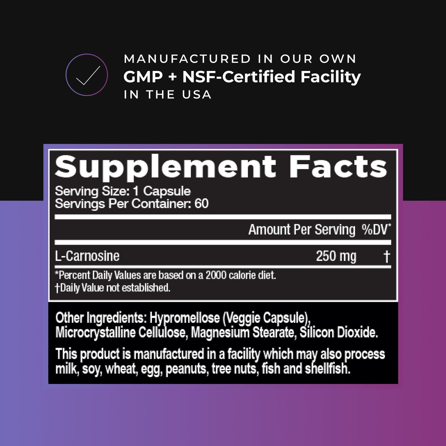 RAW Synergies Carnosine Capsules 60 Capsules