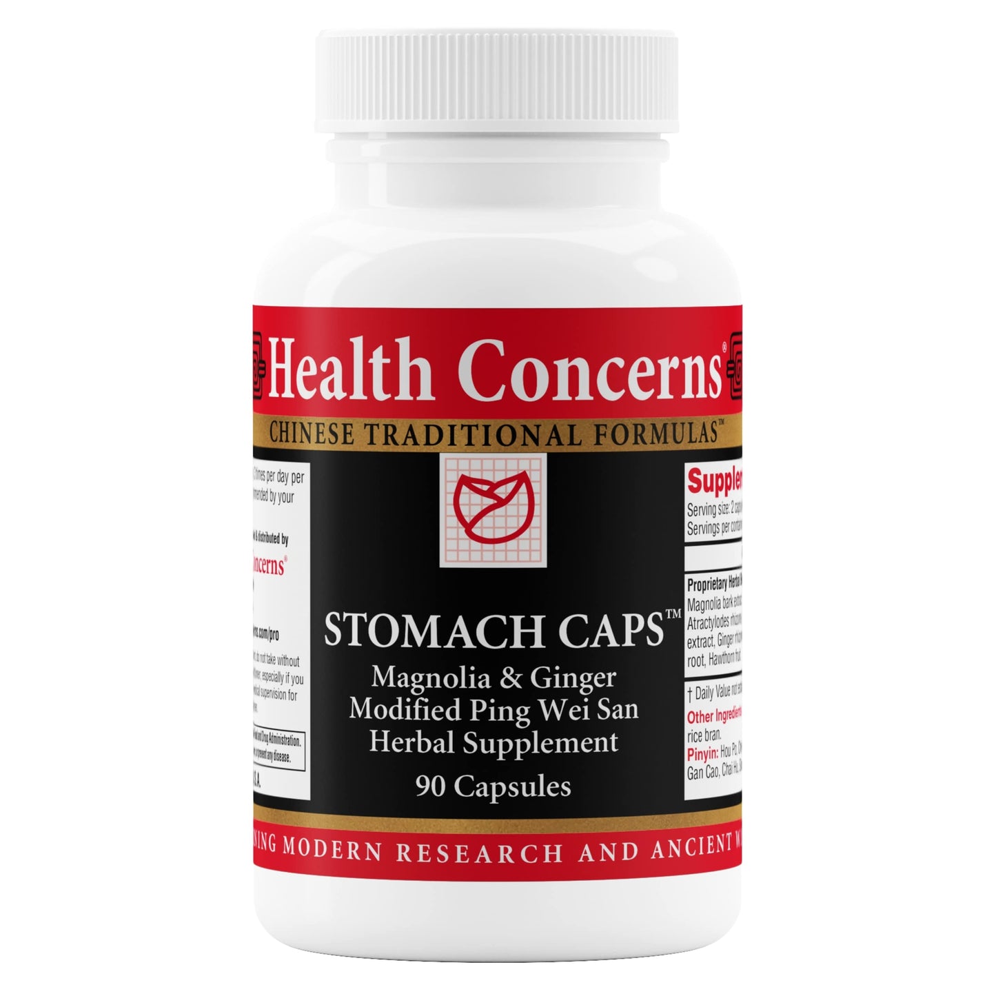 Health Concerns Stomach Caps Digestive Support & Gut Health Ginger & Magnolia Bark Chinese Herbal Supplement Modified Ping Wei San, 90 Capsules