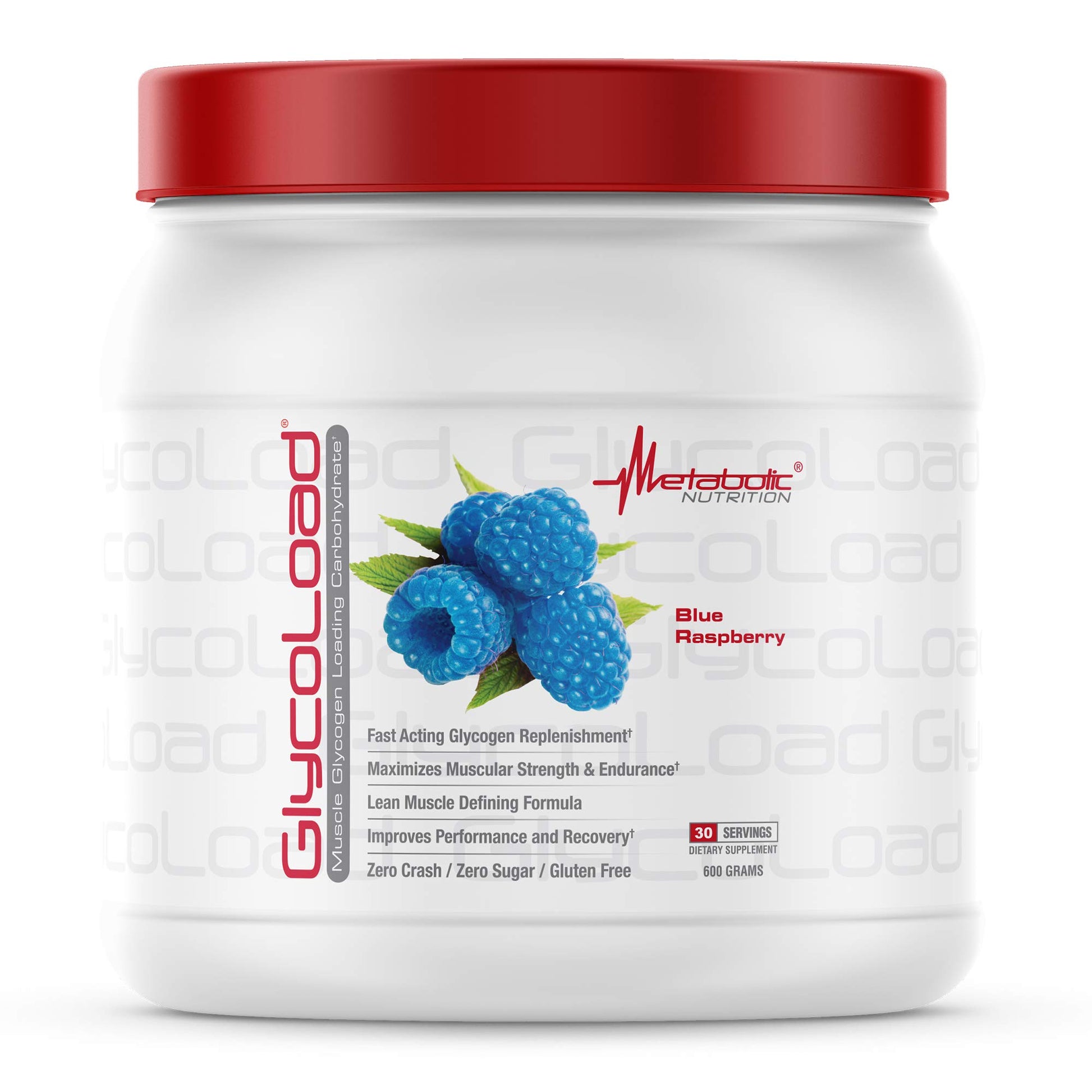 Metabolic Nutrition Glycoload 100% Micronized Cyclic Cluster Dextrin Carbohydrate Powder, Muscle Glycogen Loading, Pre Intra Post Workout Supplement, Blue Raspberry, 30 Servings