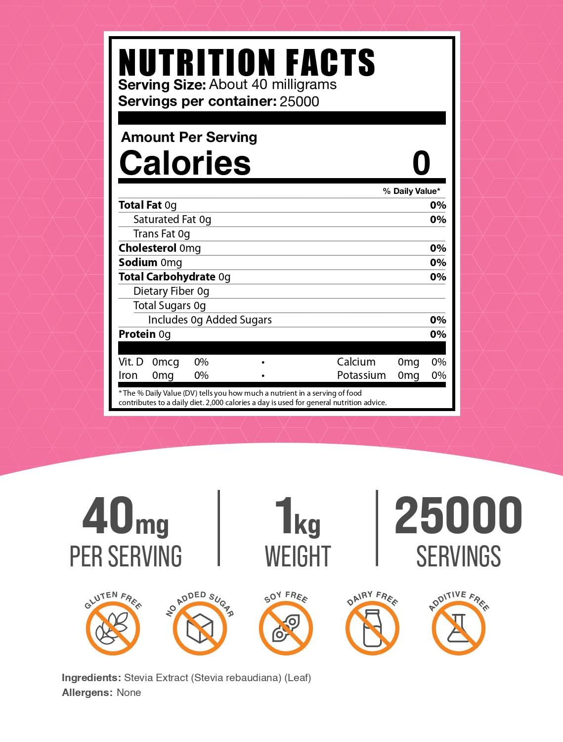 BulkSupplements Stevia Extract Powder 35.2 Ounce