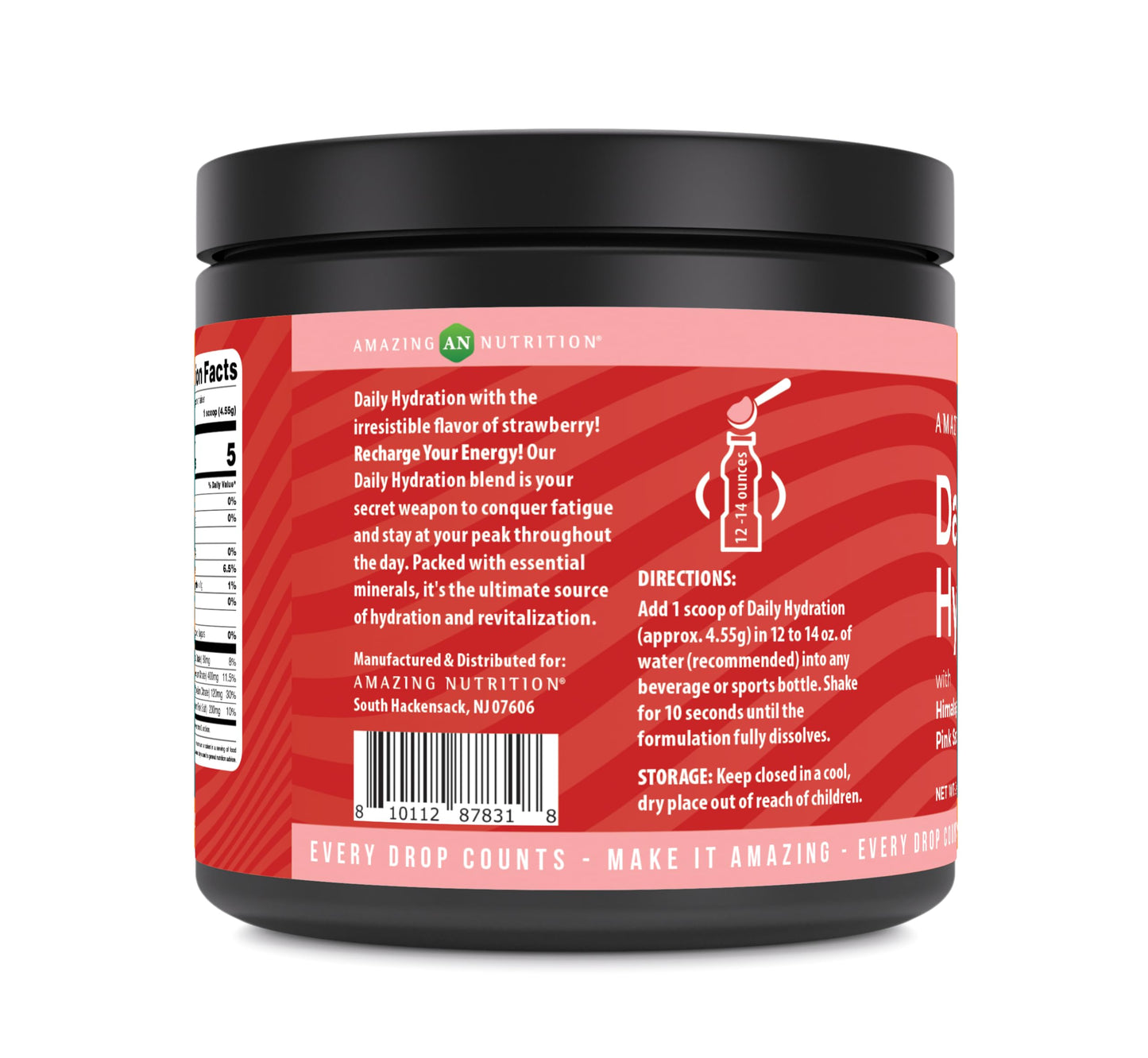 Amazing Nutrition Daily Hydration Electrolyte Powder 60 Servings Natural Strawberry