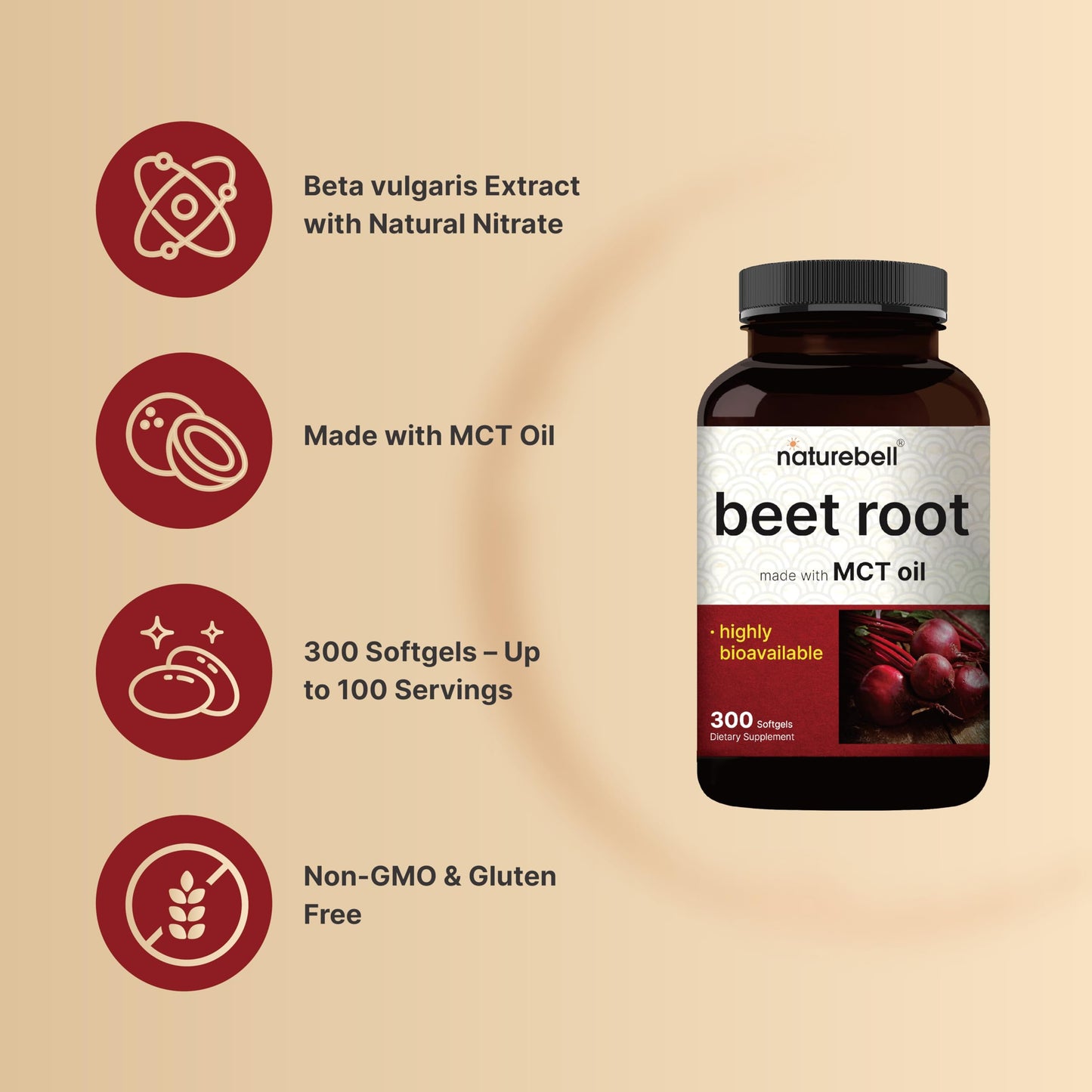 NatureBell Beet Root Extract Softgels 300 Count