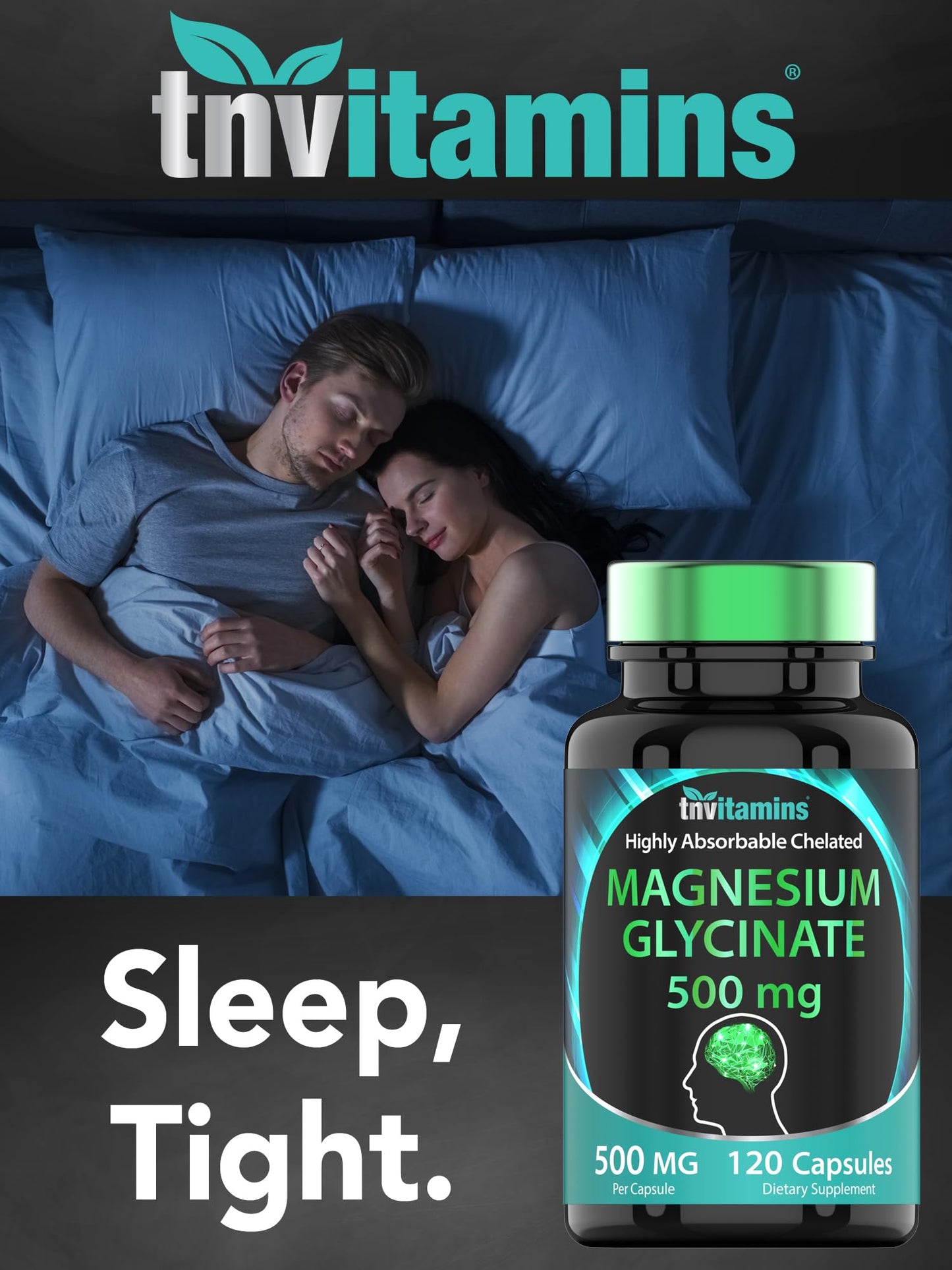 tnvitamins Magnesium Glycinate 500mg Capsule, 120 Count
